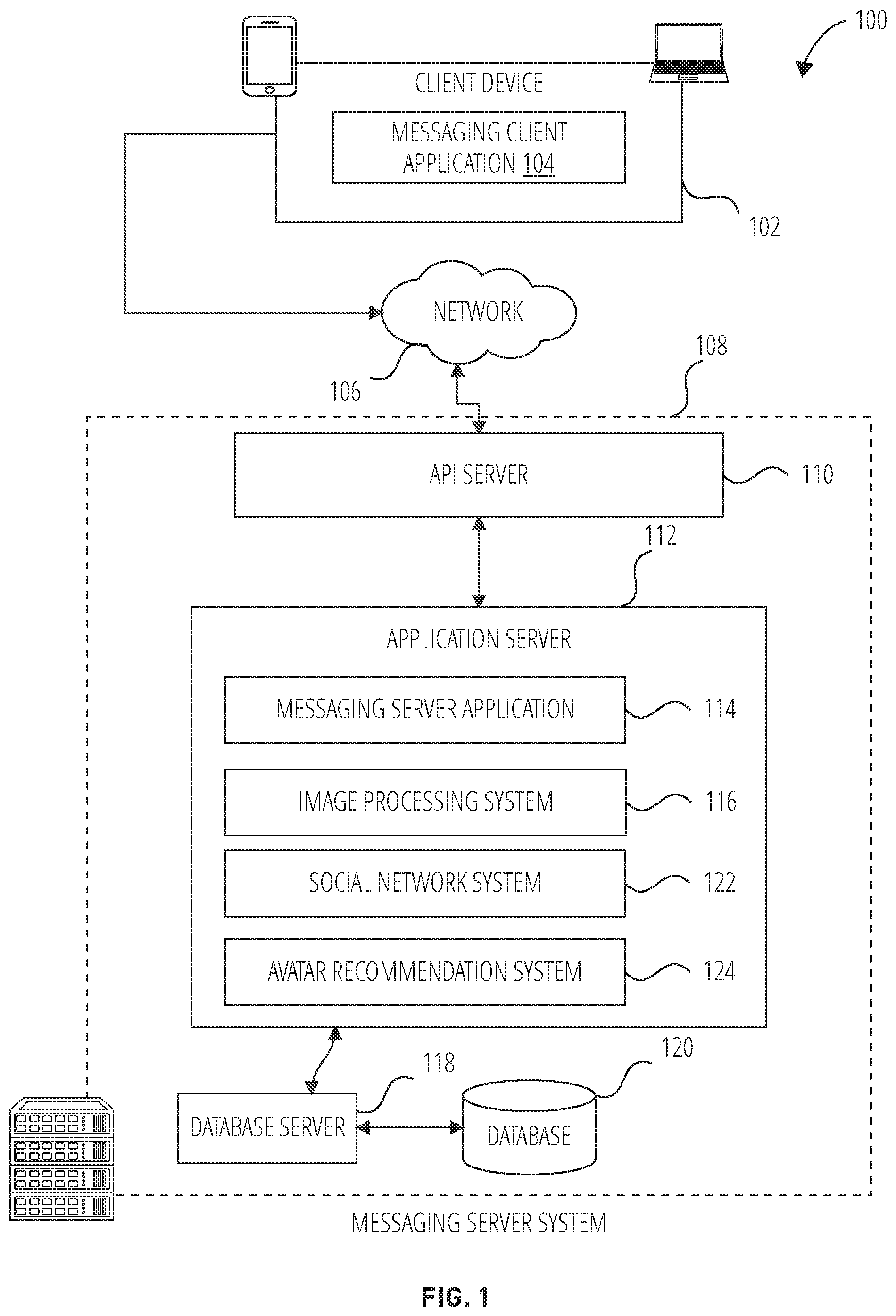 Patent US11818286 — Avatar recommendation and reply — Figure 1