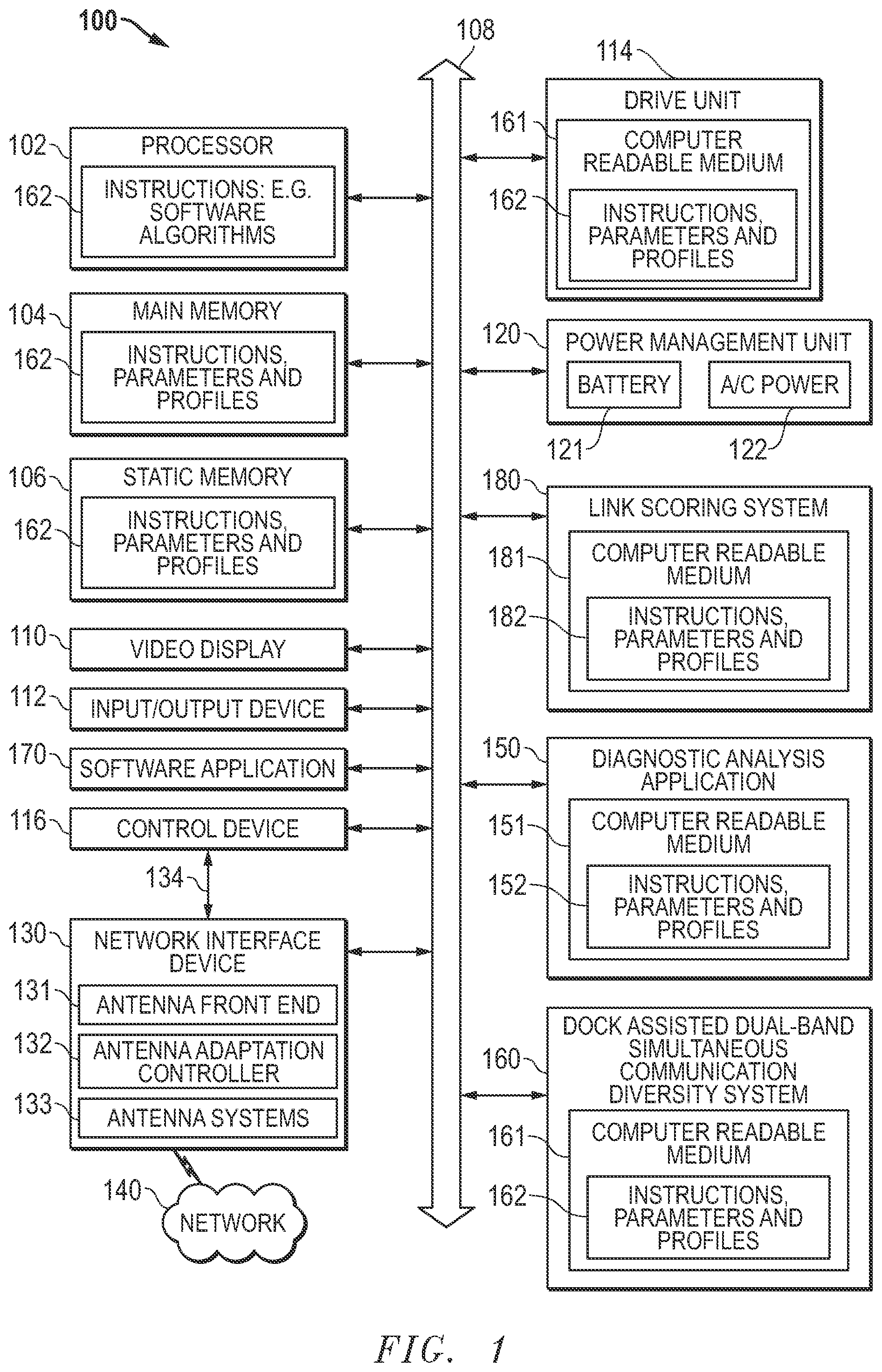 Patent US11818644 — Dock-assisted system and method of diversifying dual-band simultaneous communications — Figure 1