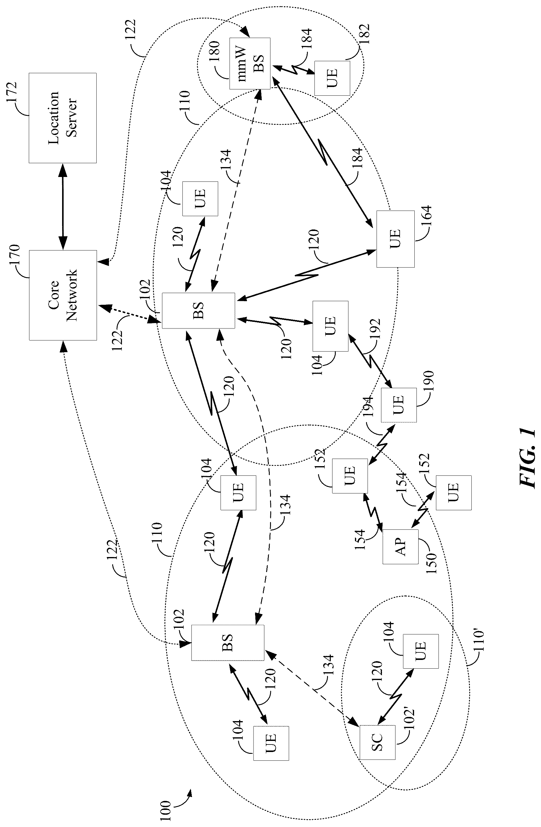 Patent US11818683 — Geometric dilution of precision based transmit/receive point selection for wireless positioning — Figure 1