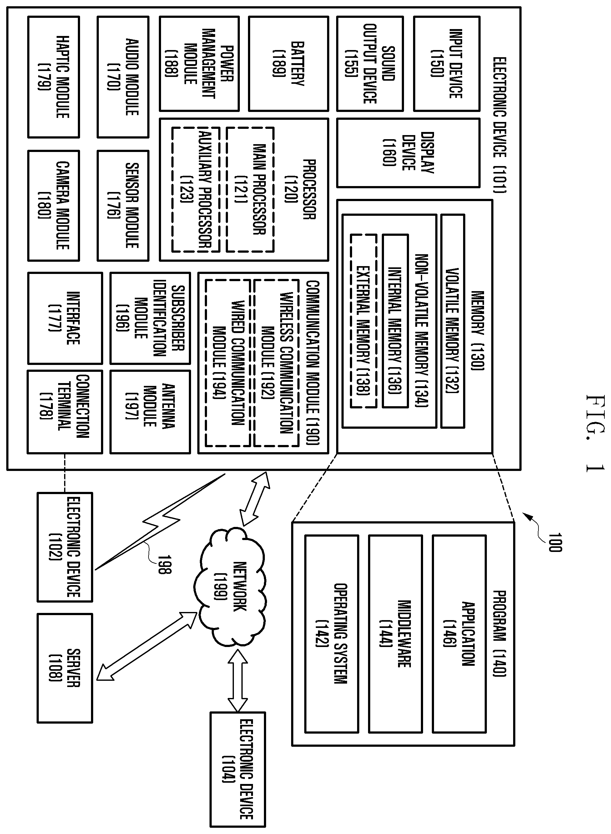 Patent US11818843 — Electronic device including interposer — Figure 1