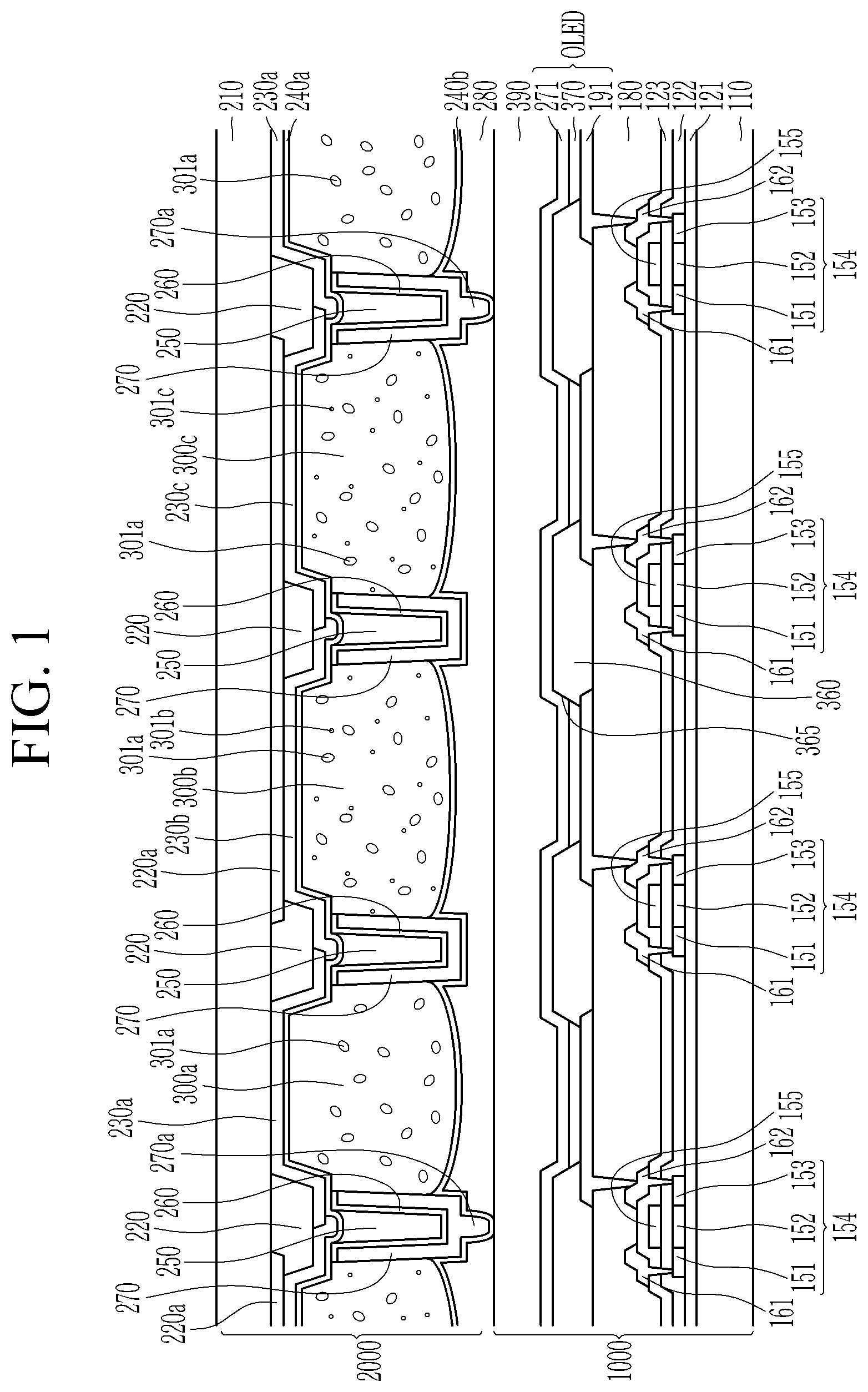 Patent US11818909 Figure 1 – Color conversion panel comprising overcoat and spacer, and display device including the same