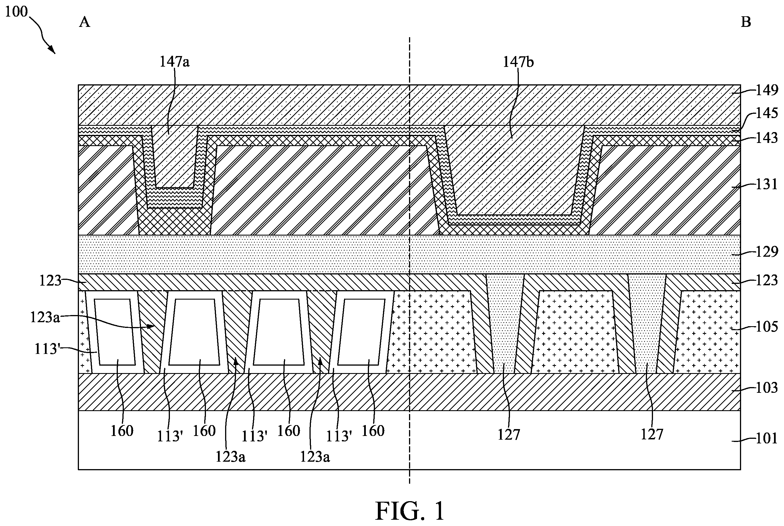 Patent US11824004 — Method for fabricating semiconductor device structure with manganese-containing conductive plug — Figure 1