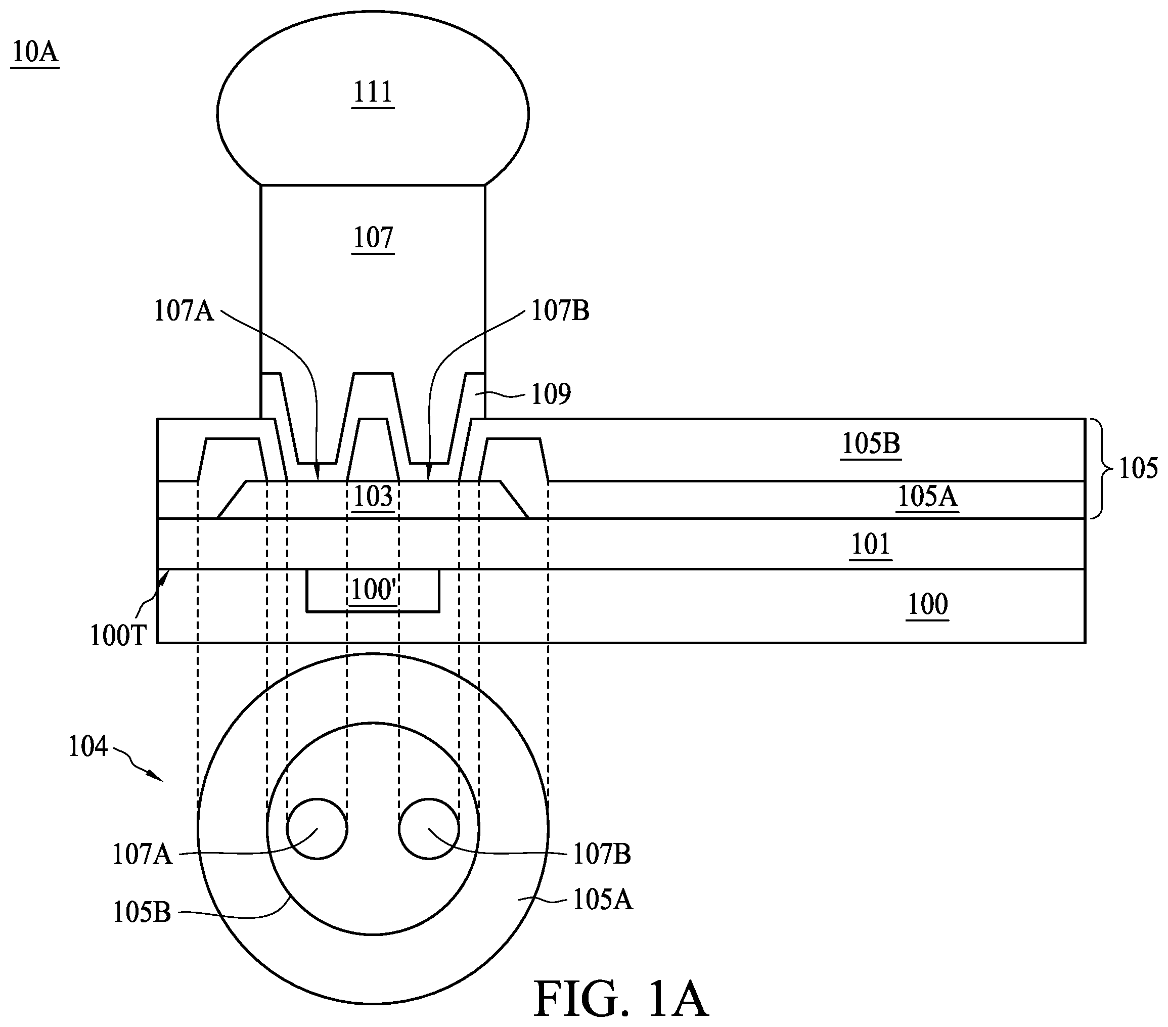 Patent US11824027 Figure 1 – Semiconductor package