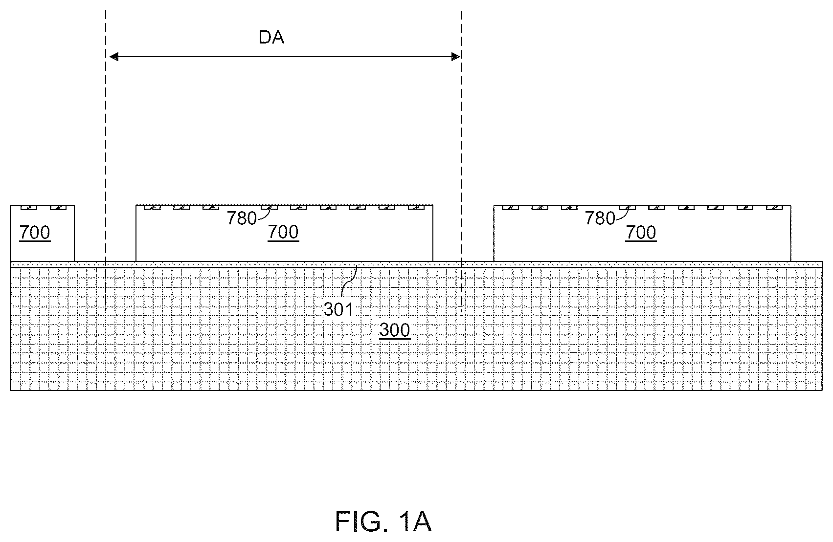 Patent US11824032 — Die corner removal for underfill crack suppression in semiconductor die packaging — Figure 1