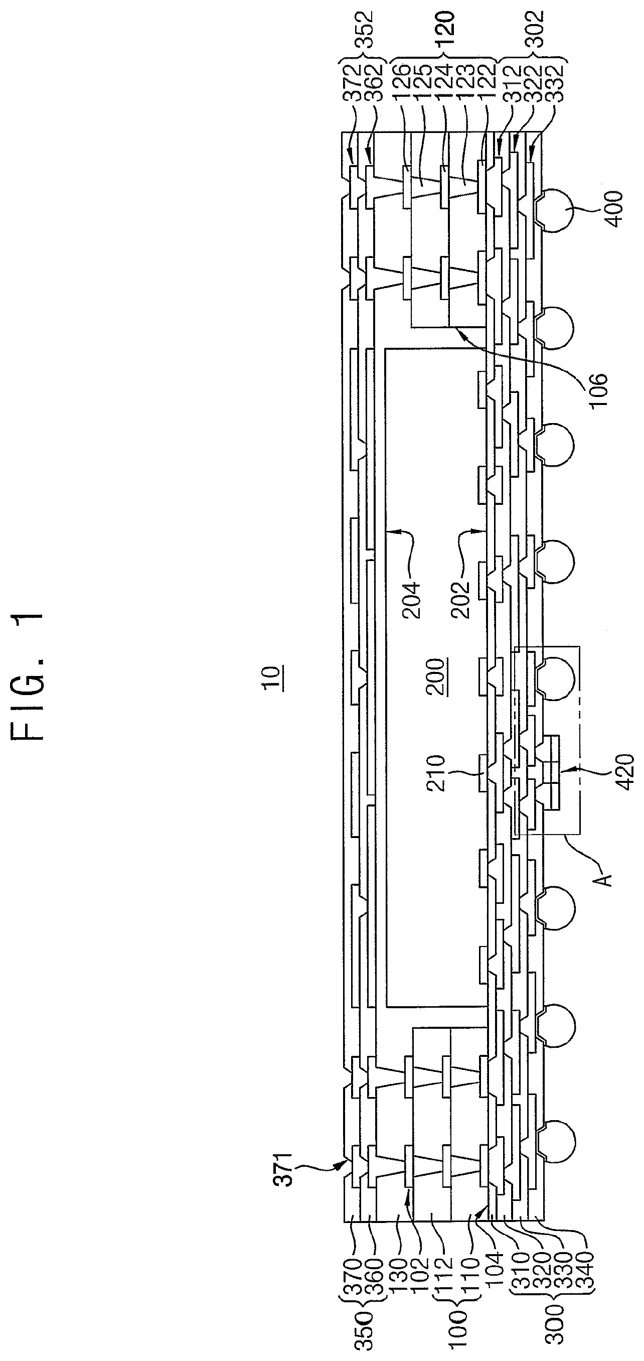Patent US11824033 — Semiconductor package and method of manufacturing the semiconductor package — Figure 1