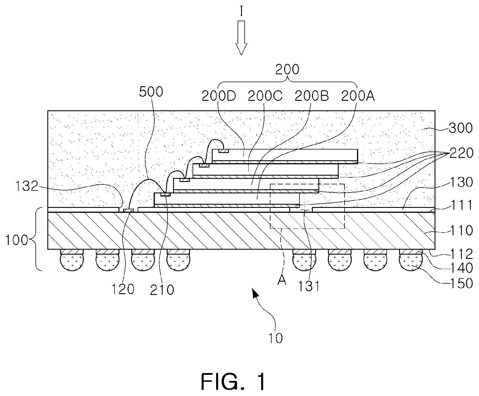 Patent US11824043 Figure 1 – Semiconductor package