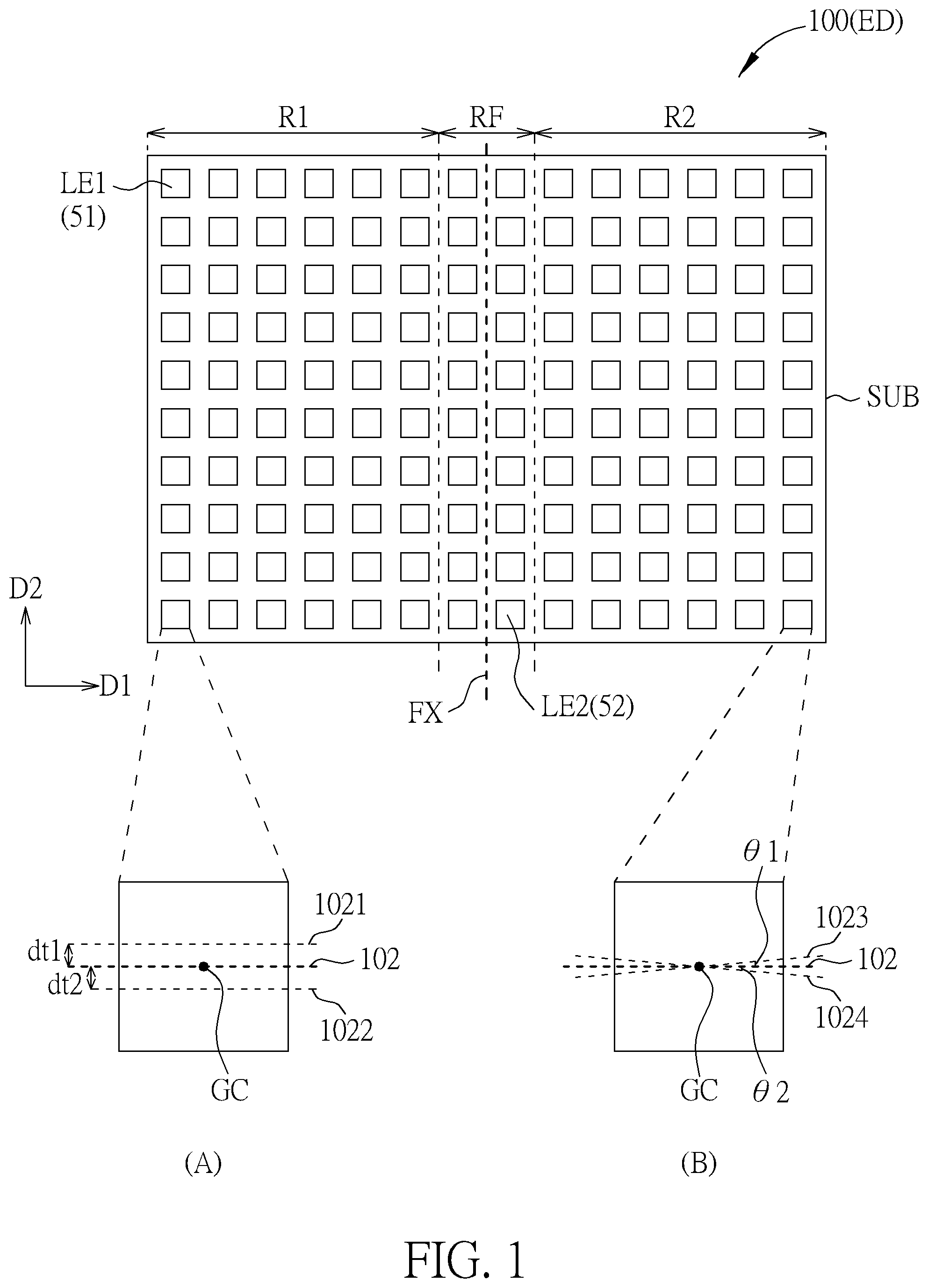 Patent US11824050 — Foldable display device and foldable electronic device — Figure 1