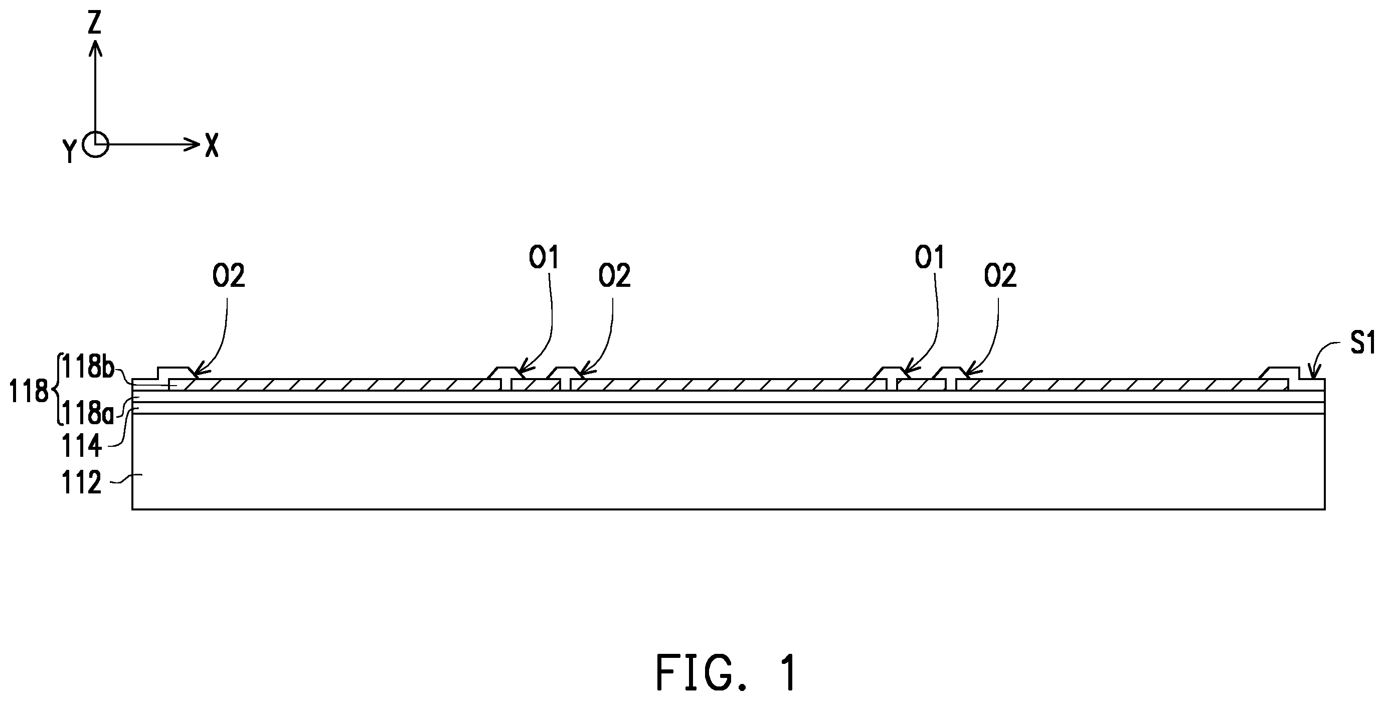 Patent US11824054 — Package structure — Figure 1