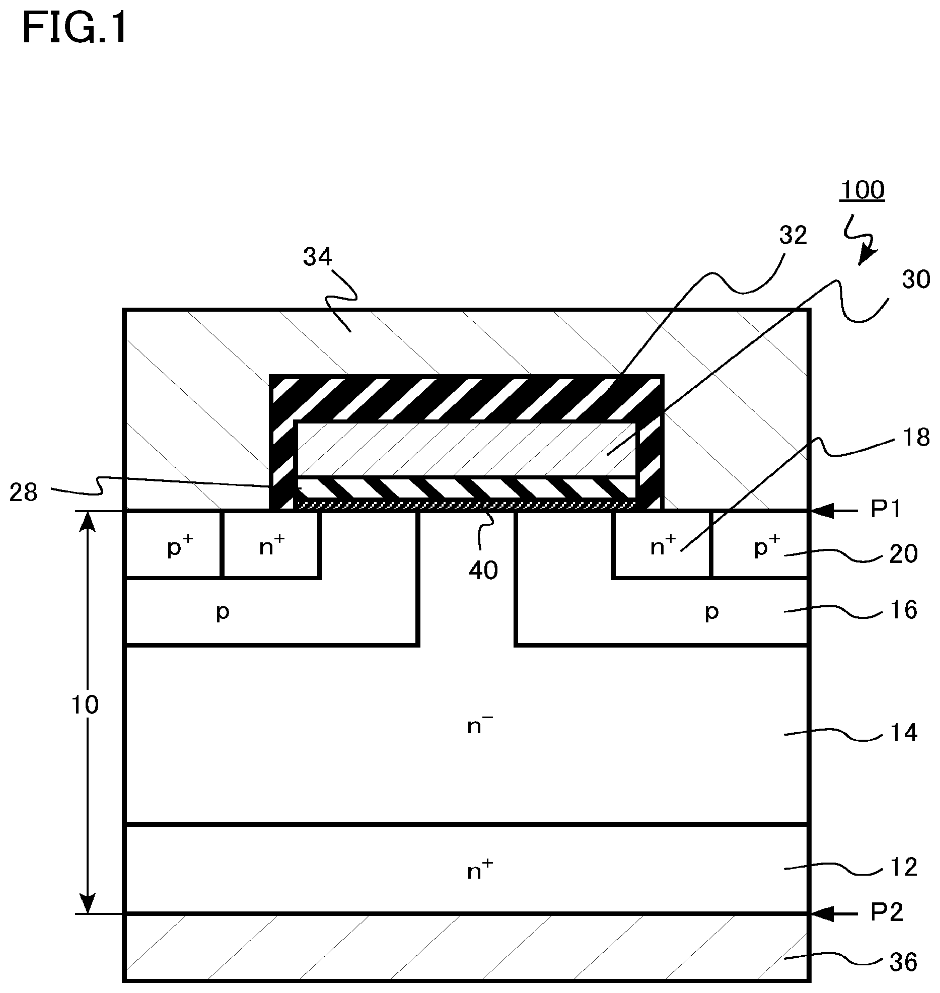 Patent US11824083 — Semiconductor device, semiconductor device manufacturing method, inverter circuit, drive device, vehicle, and elevator — Figure 1