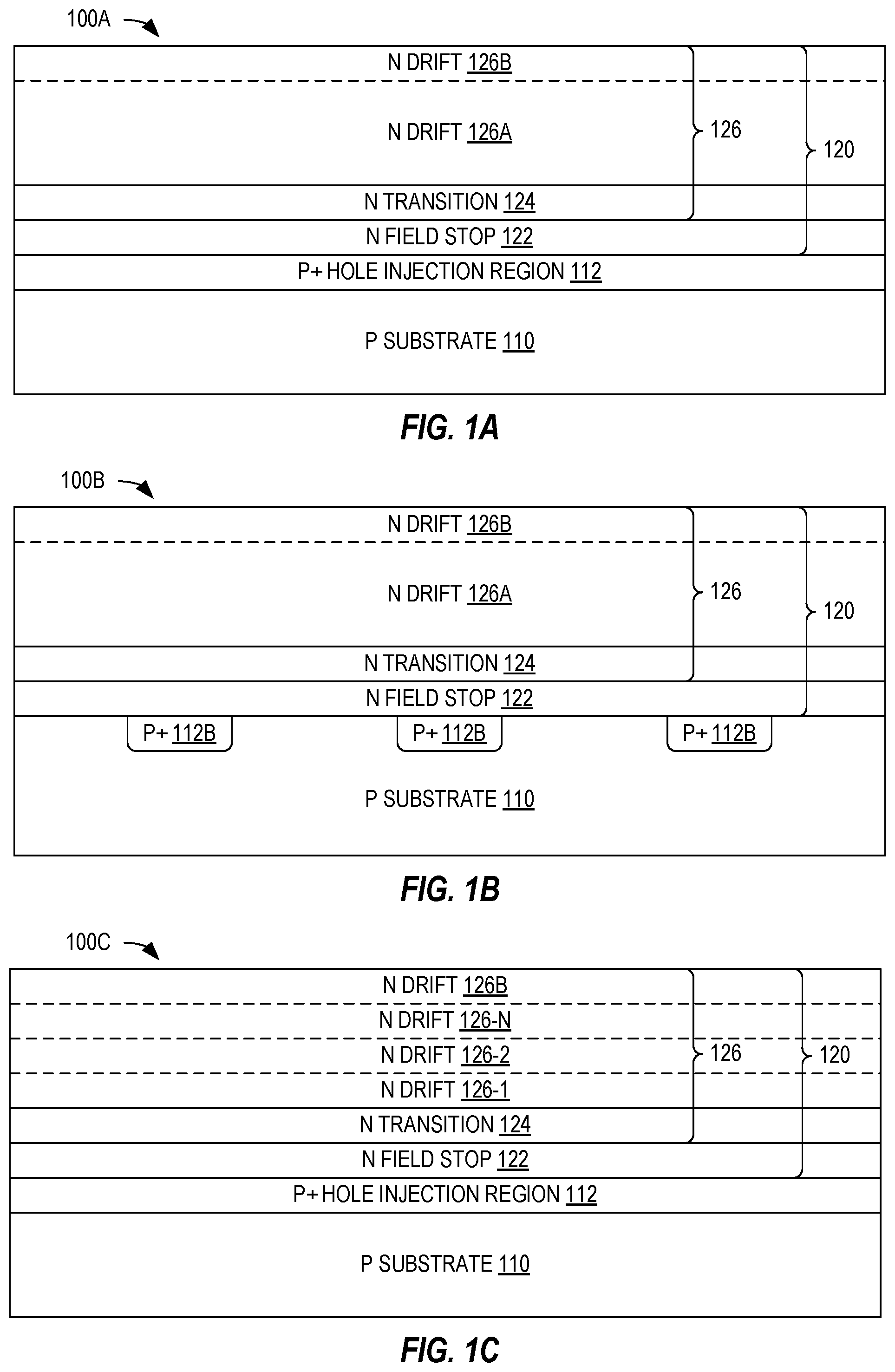 Patent US11824090 — Back side dopant activation in field stop IGBT — Figure 1