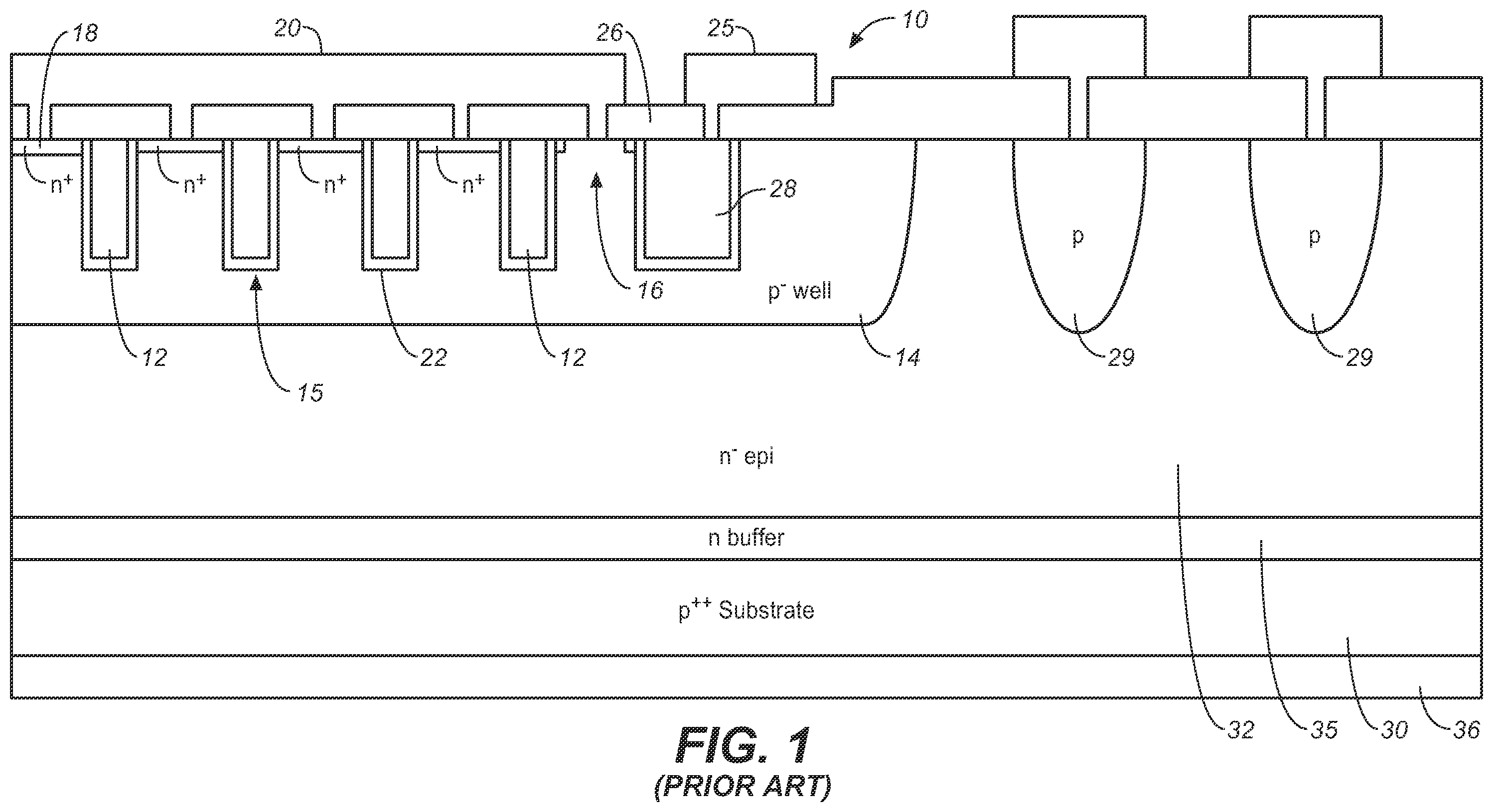Patent US11824092 — Insulated trench gates with dopants implanted through gate oxide — Figure 1
