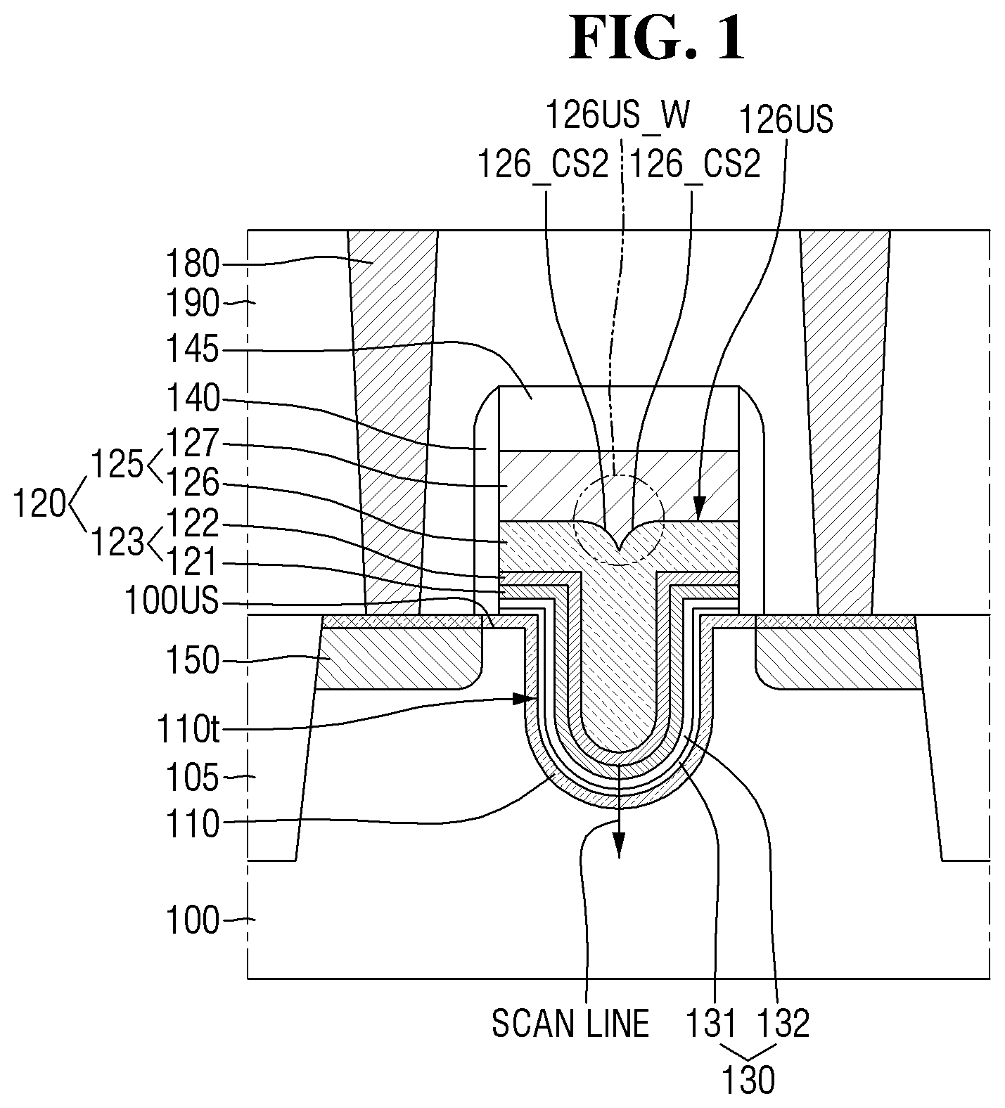 Patent US11824098 — Semiconductor device and method of fabricating the same — Figure 1