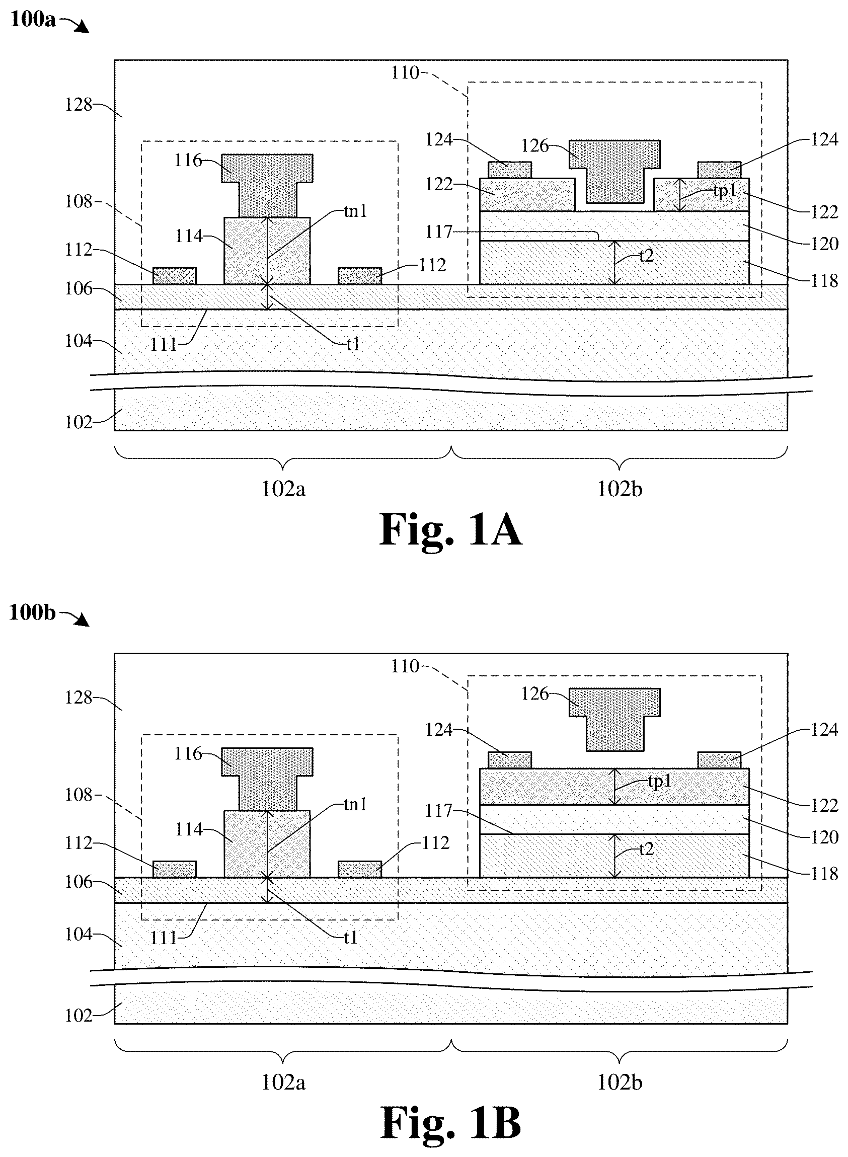 Patent US11824109 Figure 1 – Integration of p-channel and n-channel E-FET III-V devices with optimization of device performance
