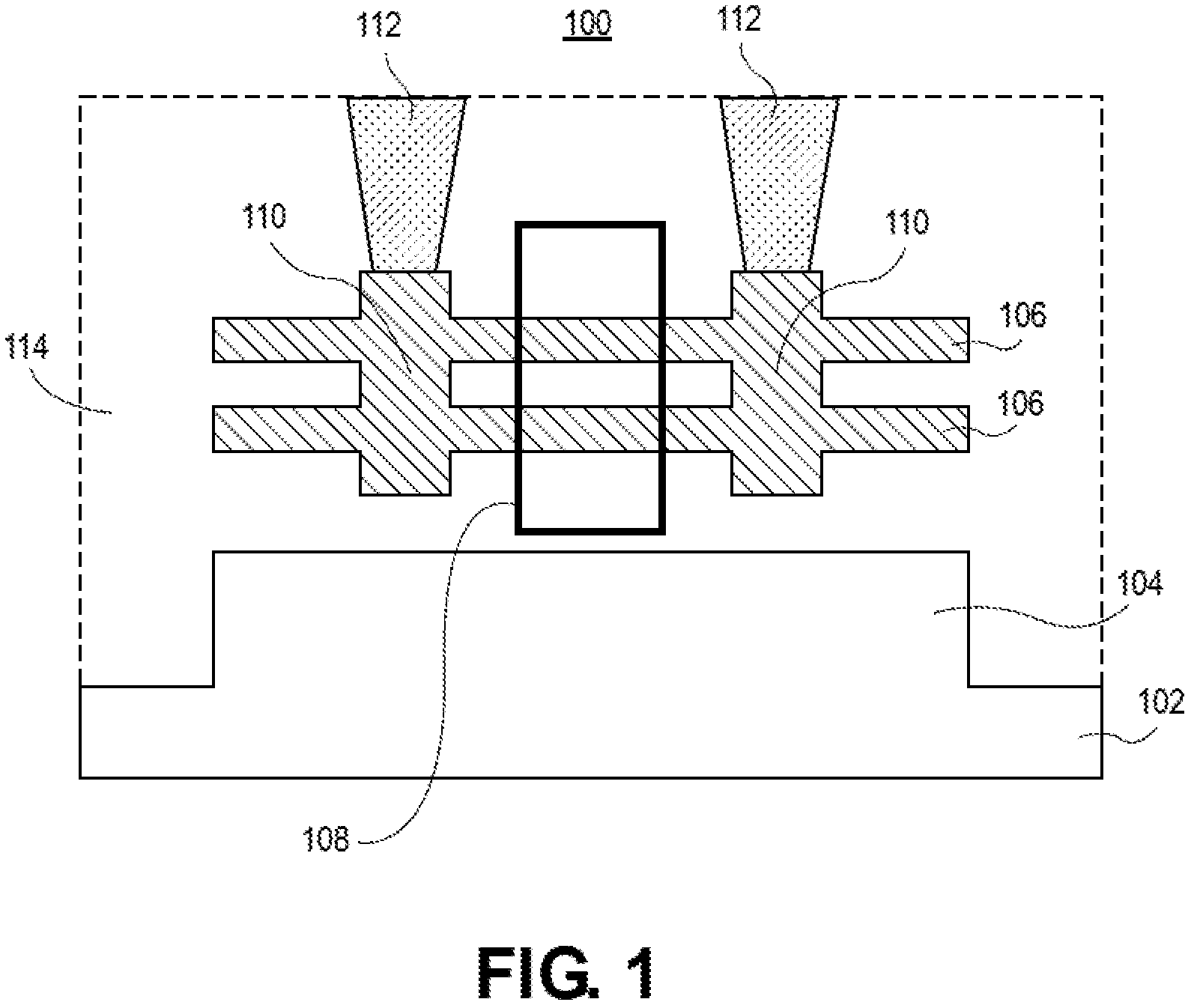 Patent US11824116 — Gate-all-around integrated circuit structures having devices with channel-to-substrate electrical contact — Figure 1