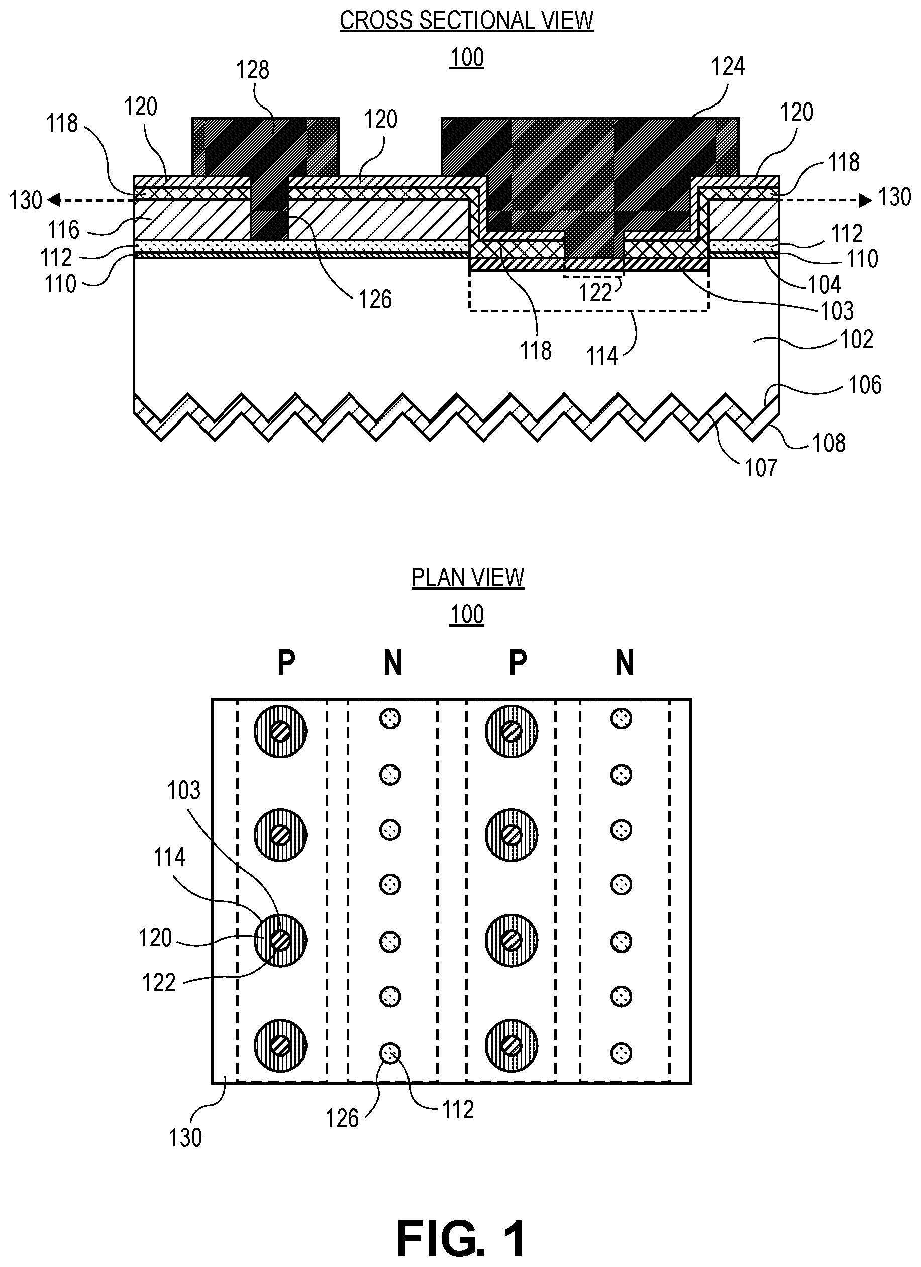 Patent US11824126 — Aligned metallization for solar cells — Figure 1