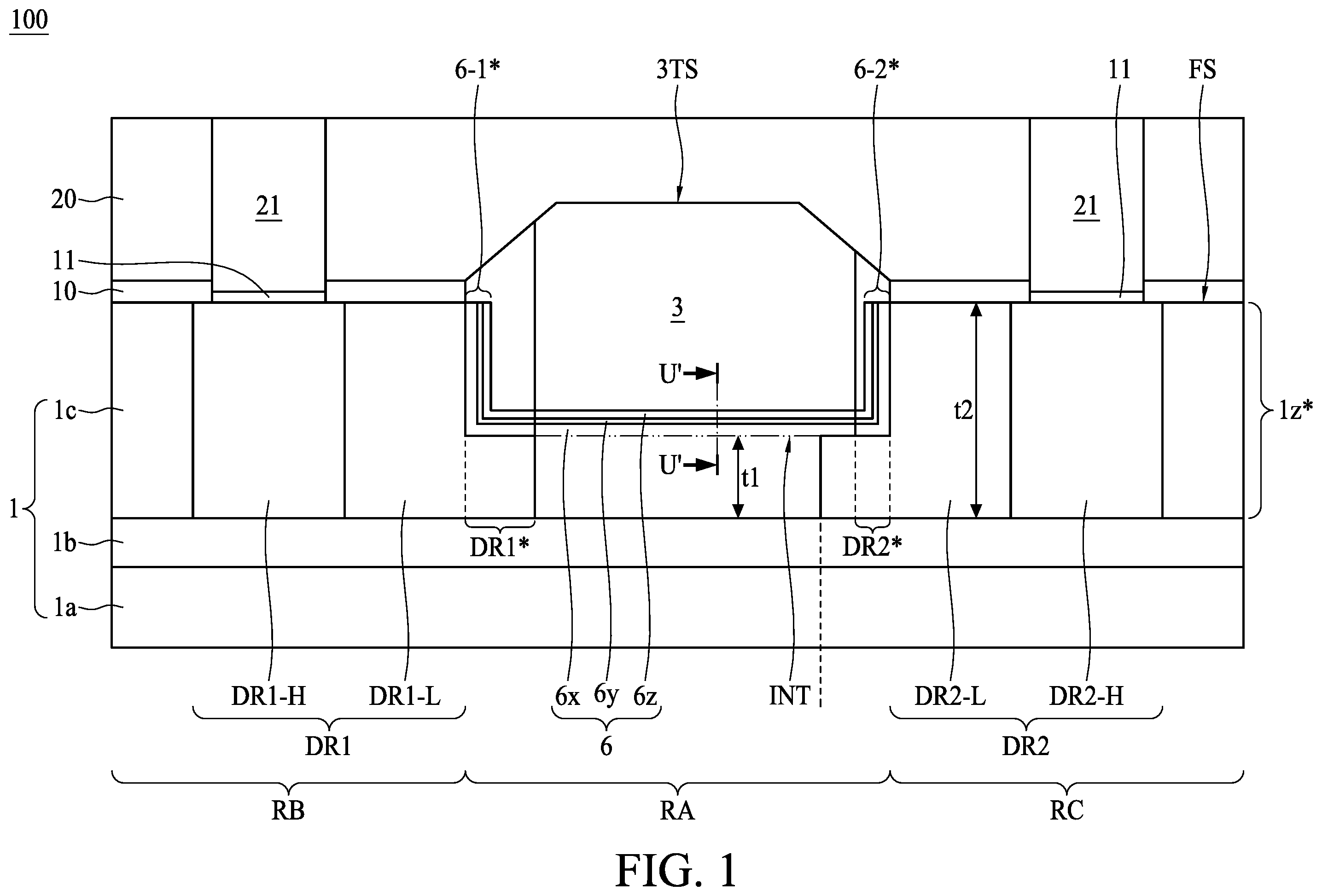 Patent US11824129 — Photo sensing device and method of fabricating the photo sensing device — Figure 1