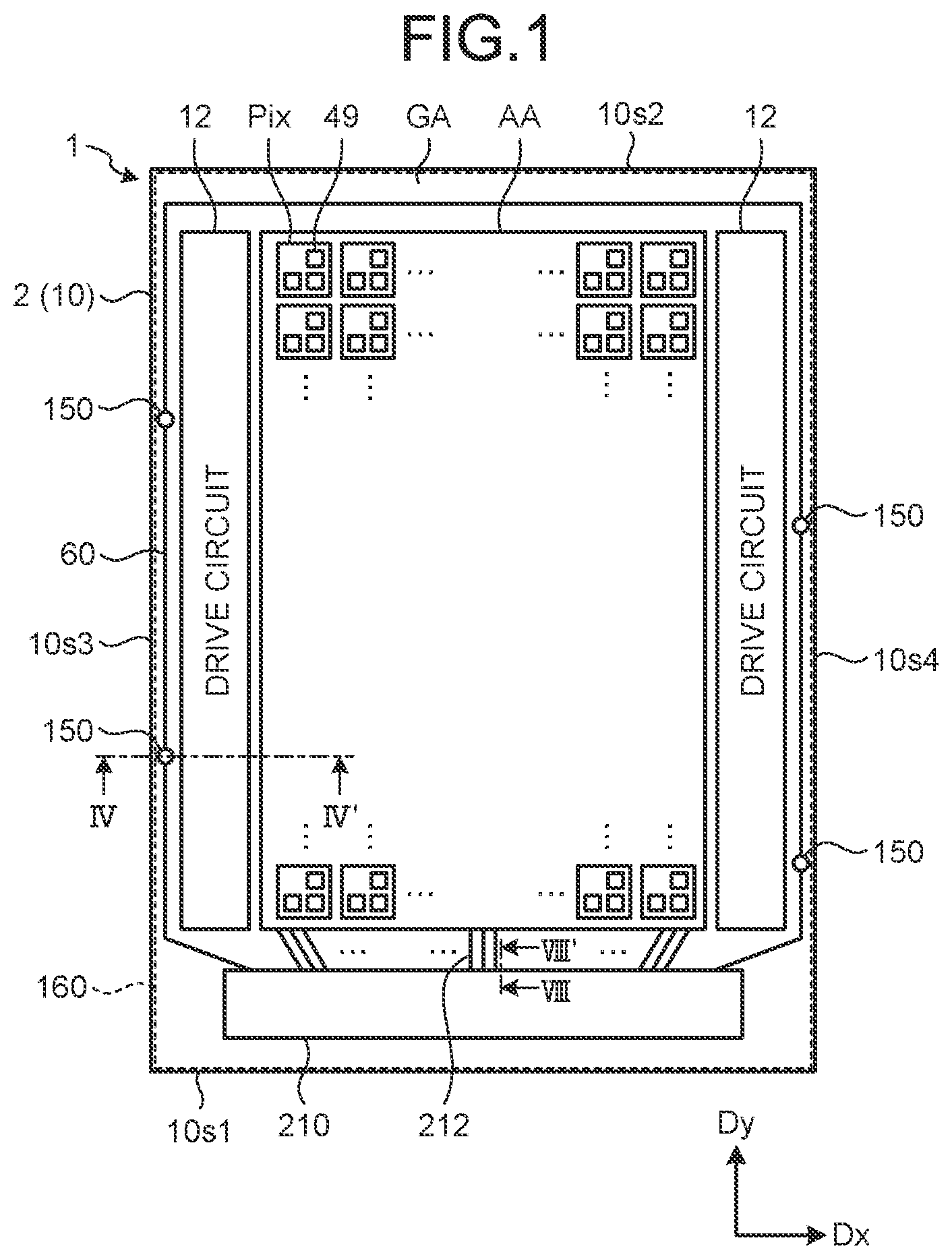 Patent US11824150 — Display device and array substrate — Figure 1