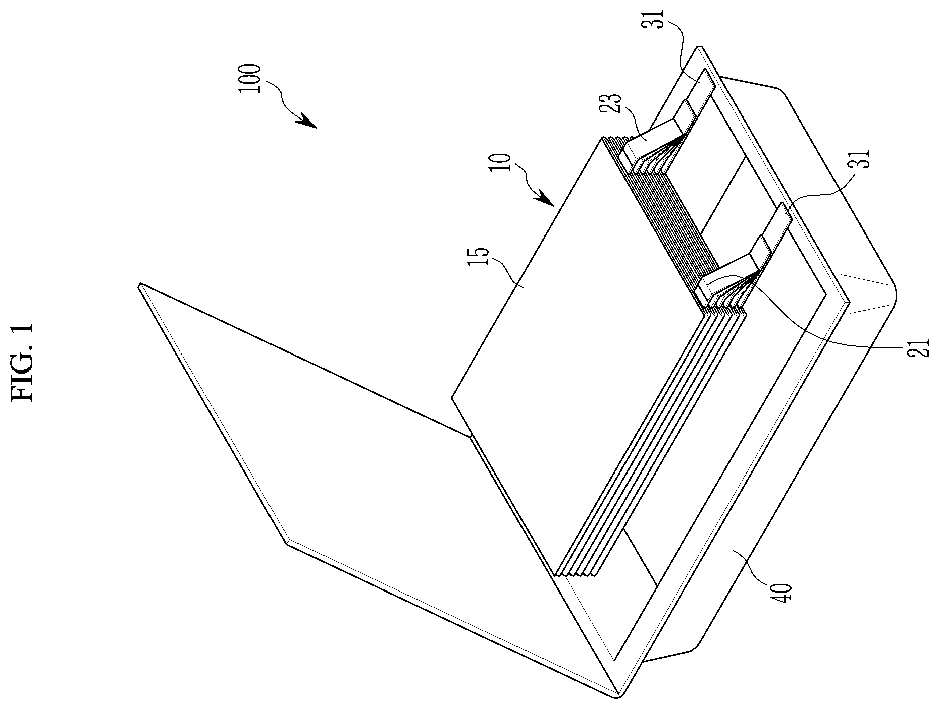 Patent US11824164 — Rechargeable battery, electrode assembly and method for manufacturing the same — Figure 1