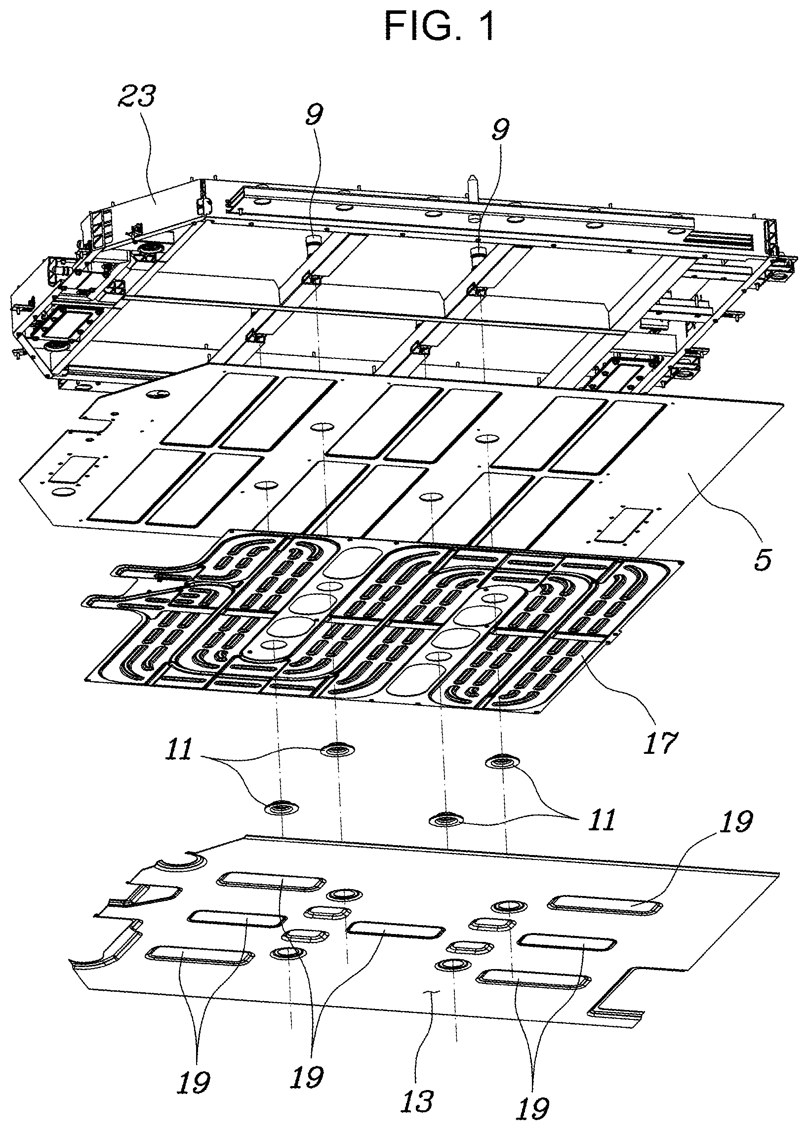 Patent US11824217 — High-voltage battery-mounting structure for vehicle — Figure 1