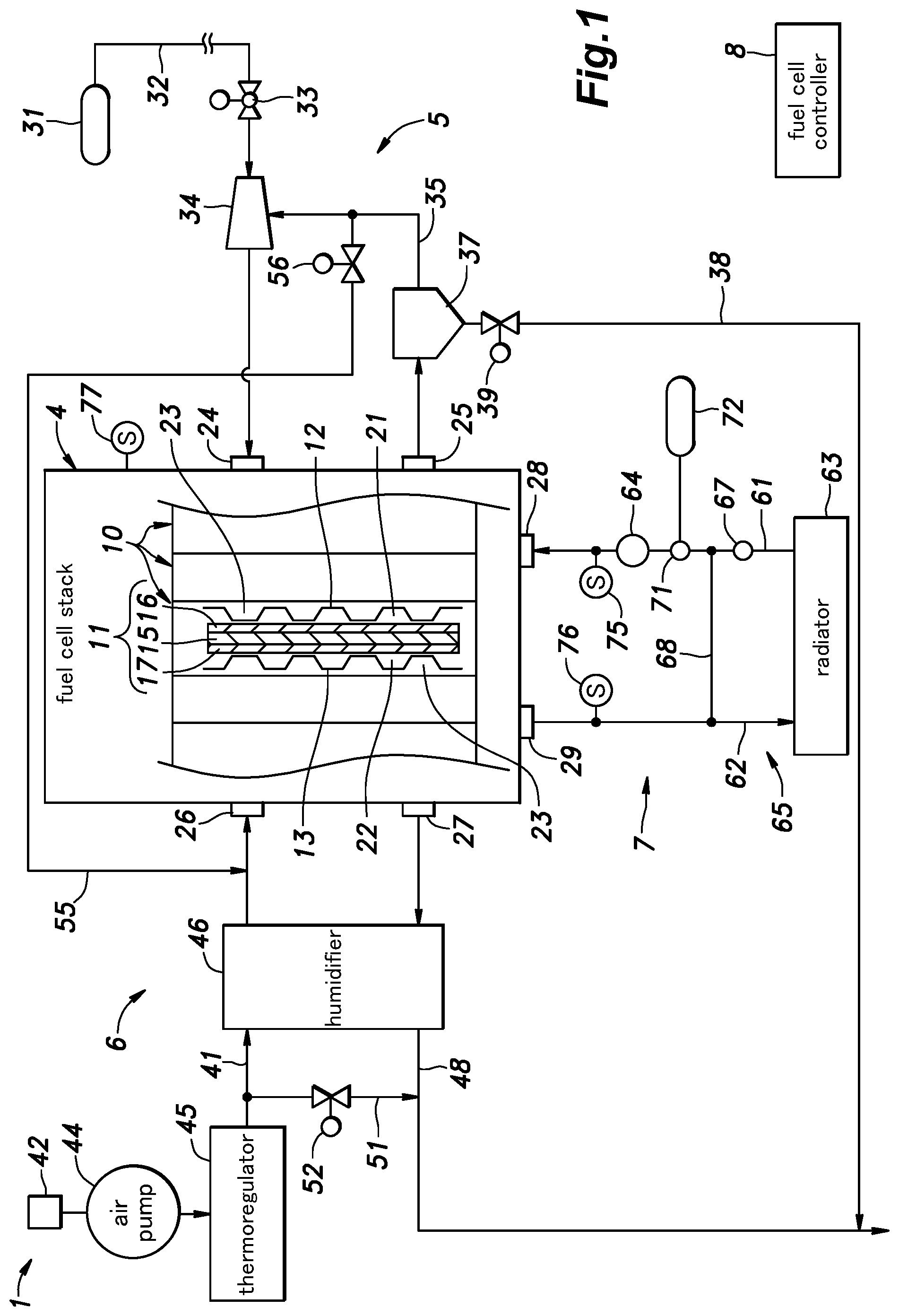 Patent US11824236 — Fuel cell system — Figure 1