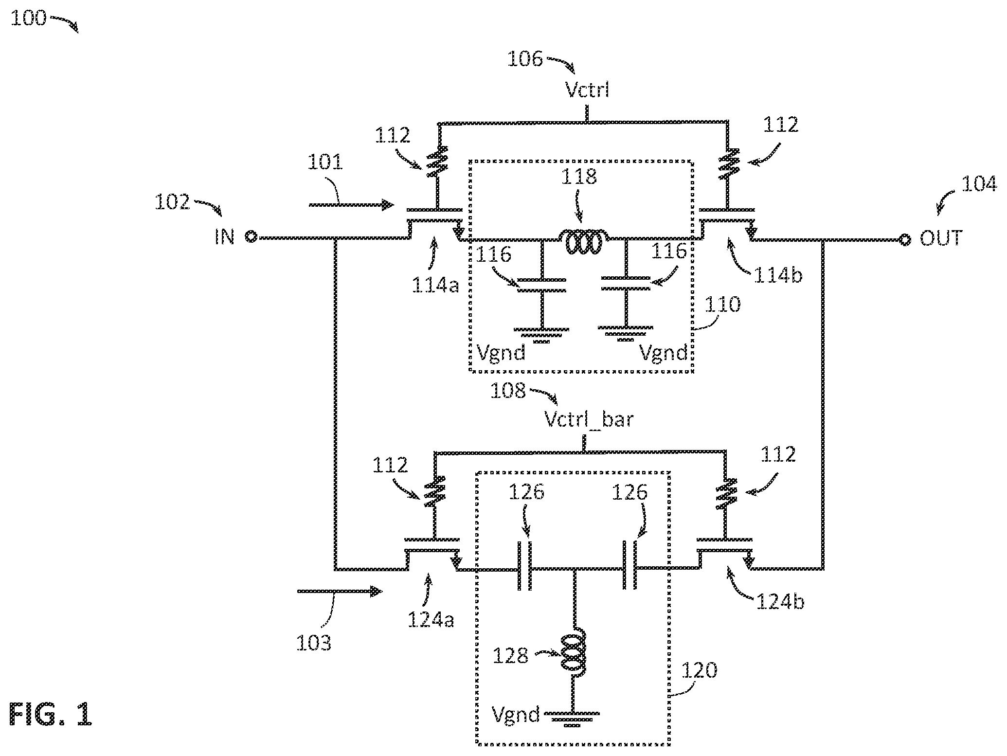 Patent US11824245 — Phase shifter-180 degree topology — Figure 1