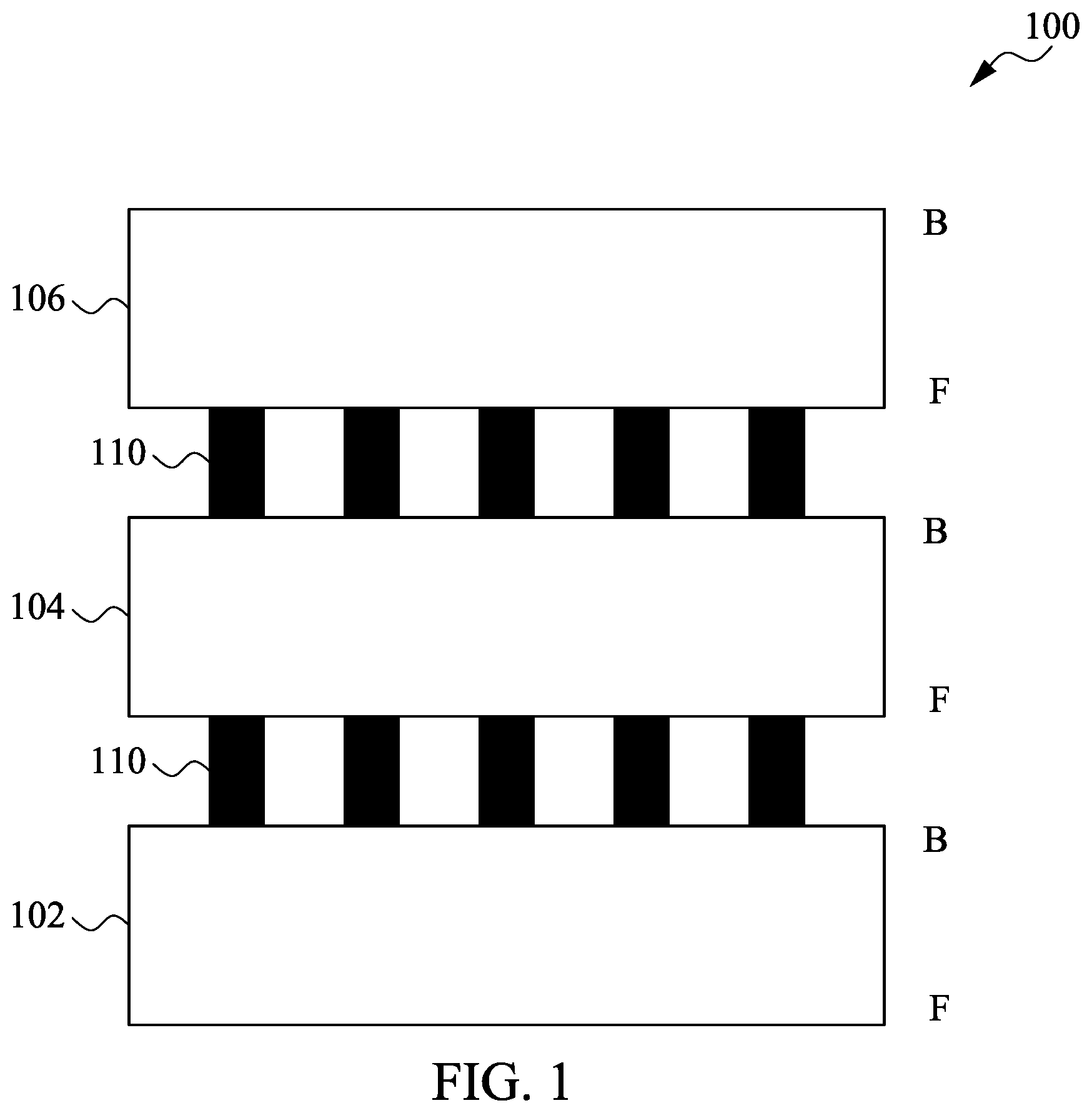 Patent US11824254 — Antenna effect protection and electrostatic discharge protection for three-dimensional integrated circuit — Figure 1