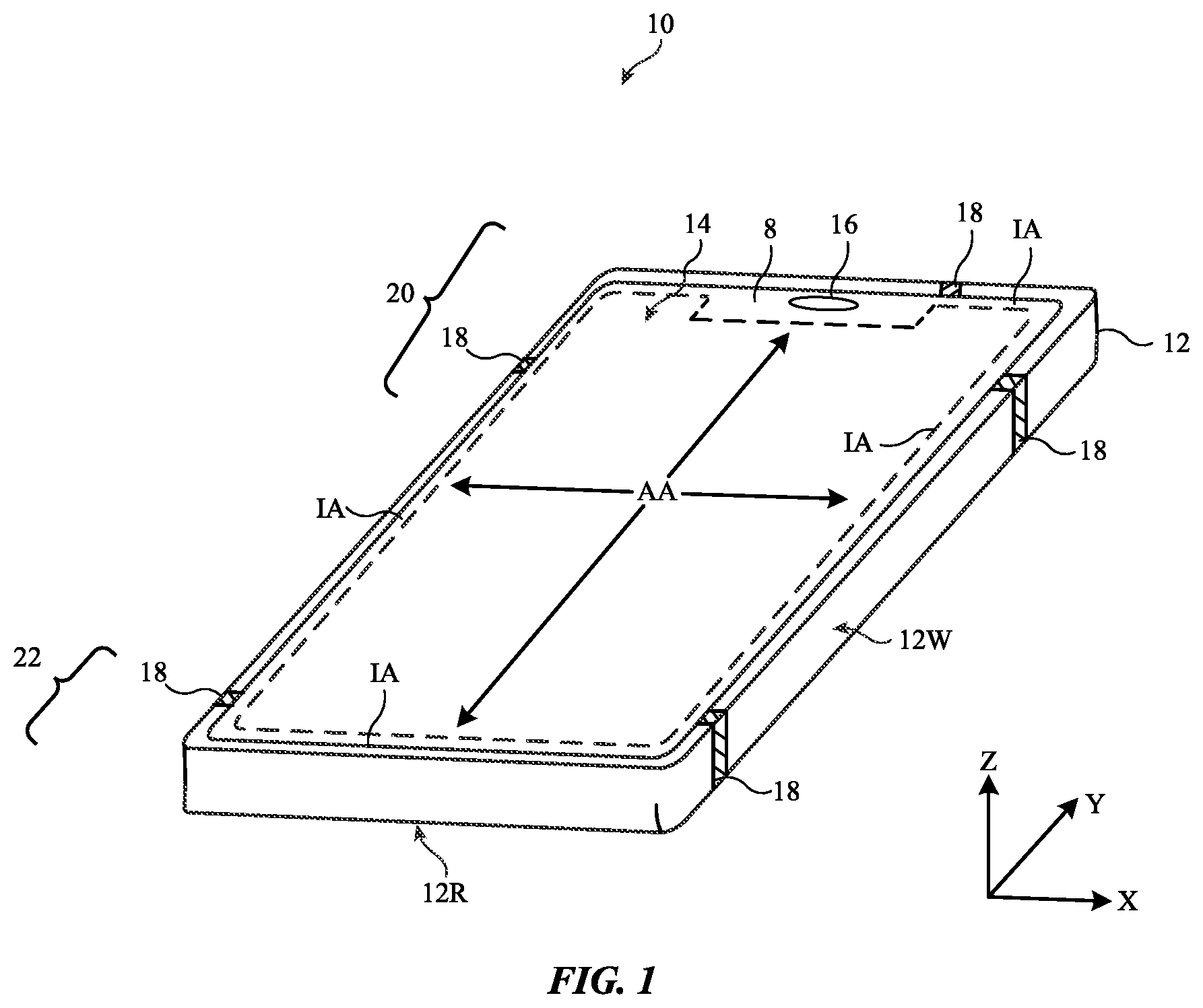 Patent US11824257 — Electronic devices with dielectric resonator antennas having conductive walls — Figure 1
