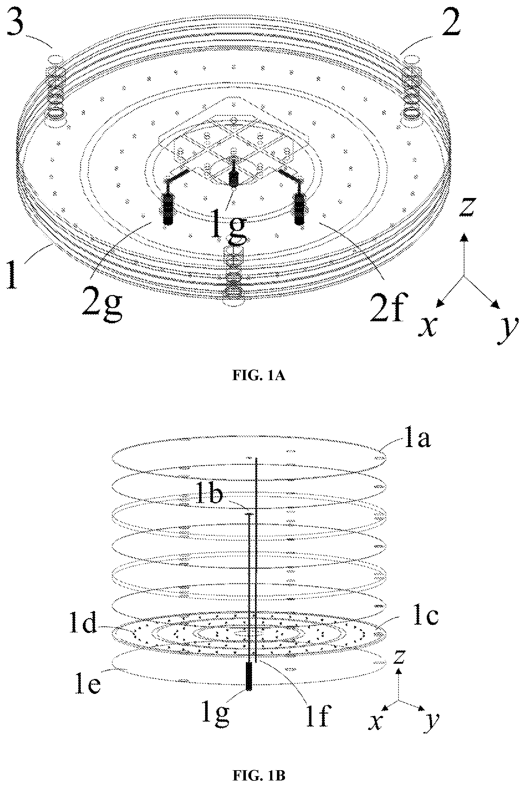 Patent US11824267 Figure 1 – Compact dual-band triple-polarized antenna based on shielded mushroom structures