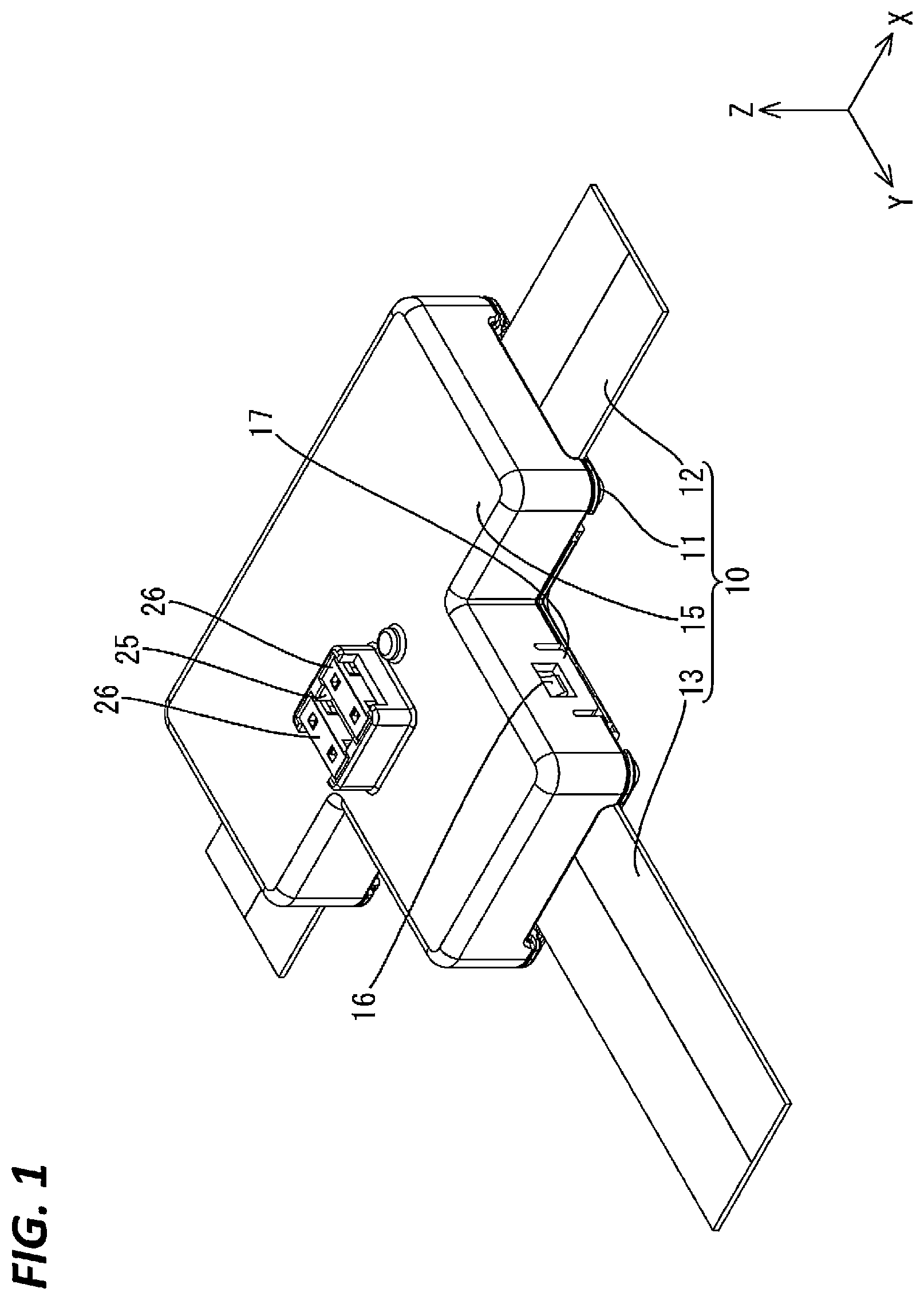 Patent US11824284 — Structure for connecting flexible flat cables — Figure 1
