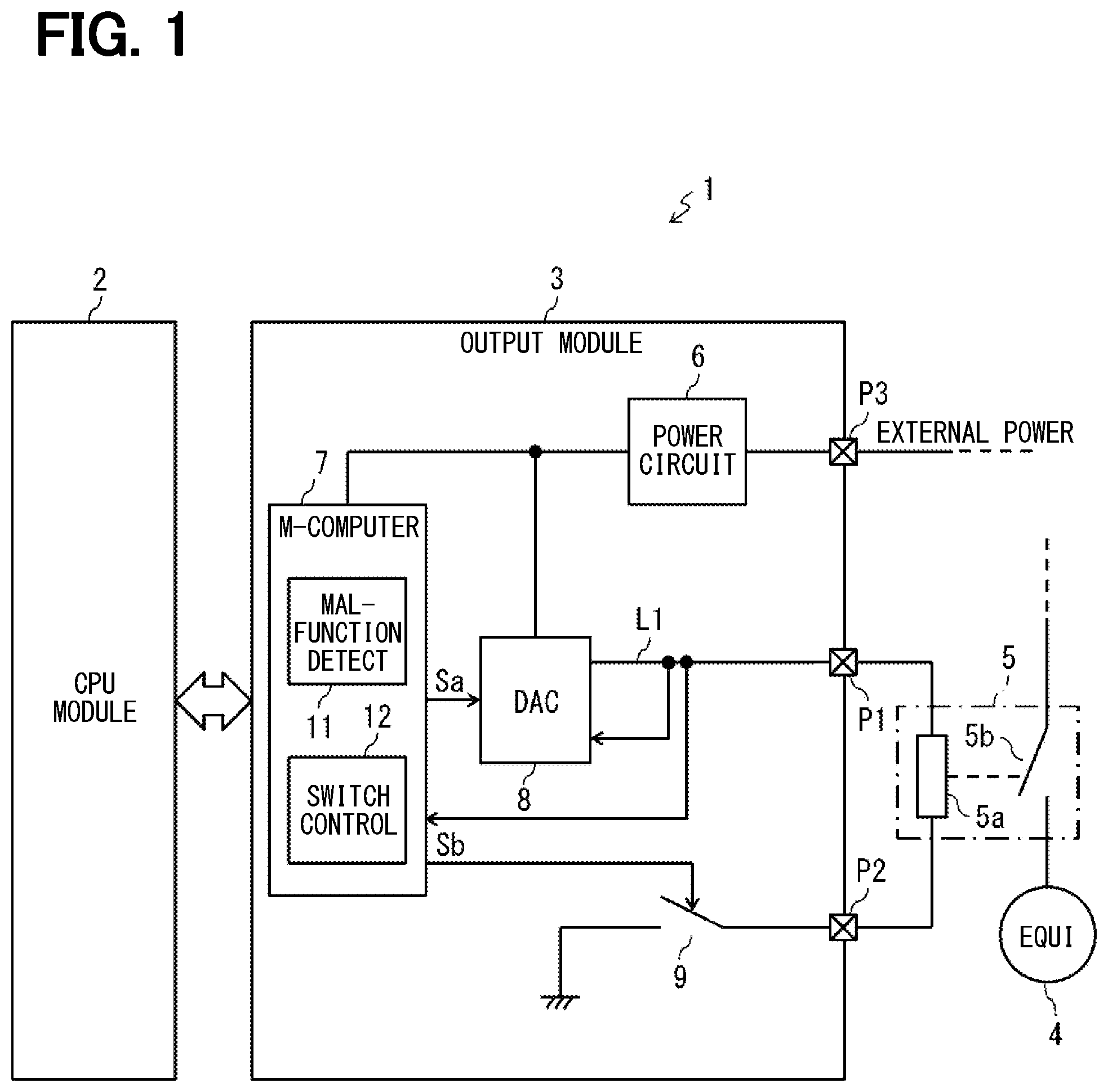 Patent US11824343 — Output module of industrial control apparatus — Figure 1