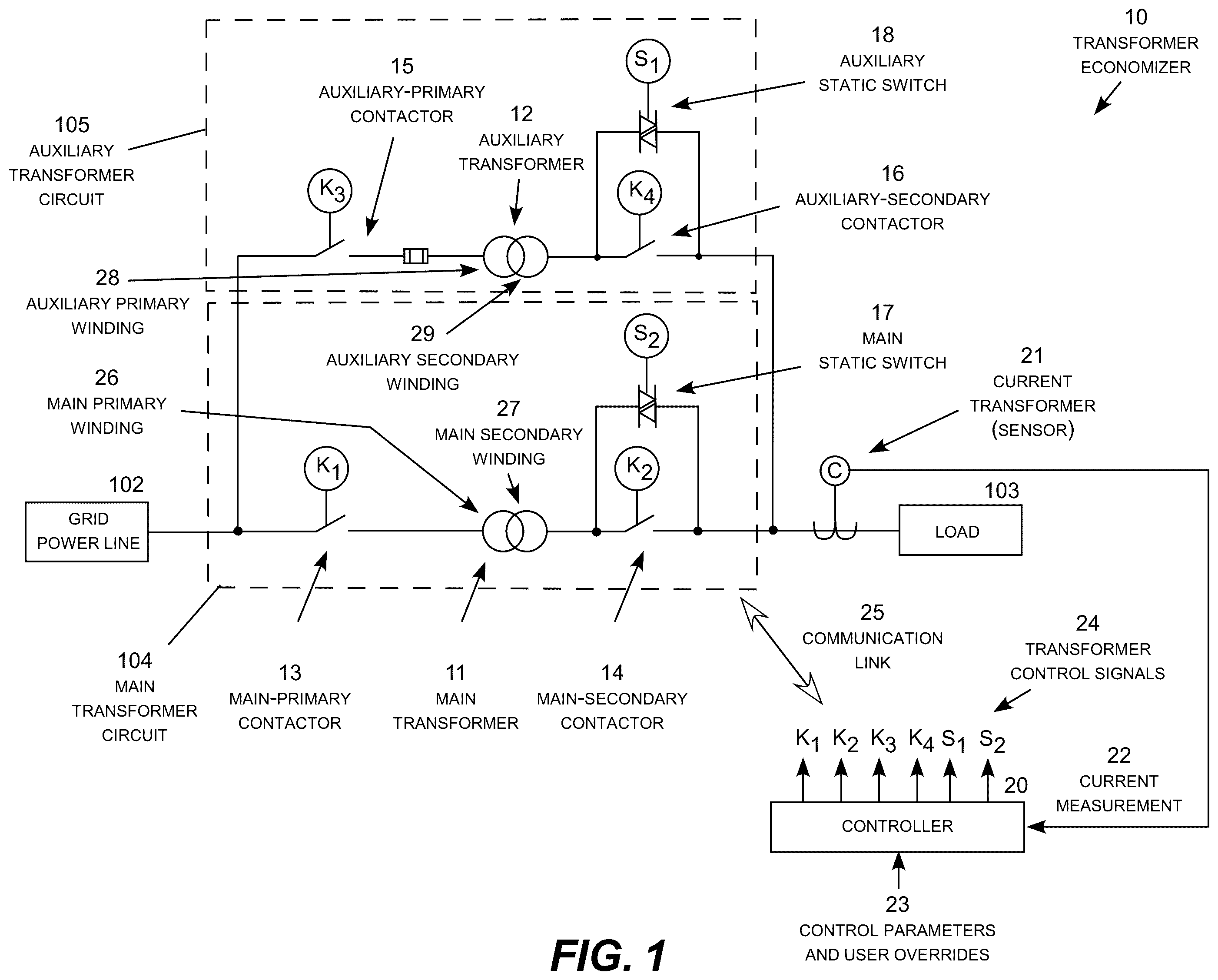 Patent US11824358 — Transformer economizer — Figure 1