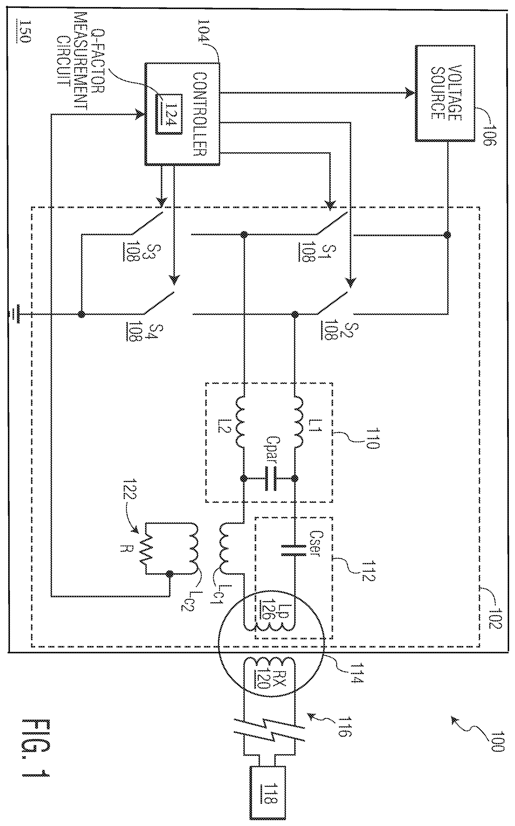 Patent US11824376 Figure 1 – Wireless power transmitter which detects low coupling with a wireless power receiver, and methods for wireless power transmission