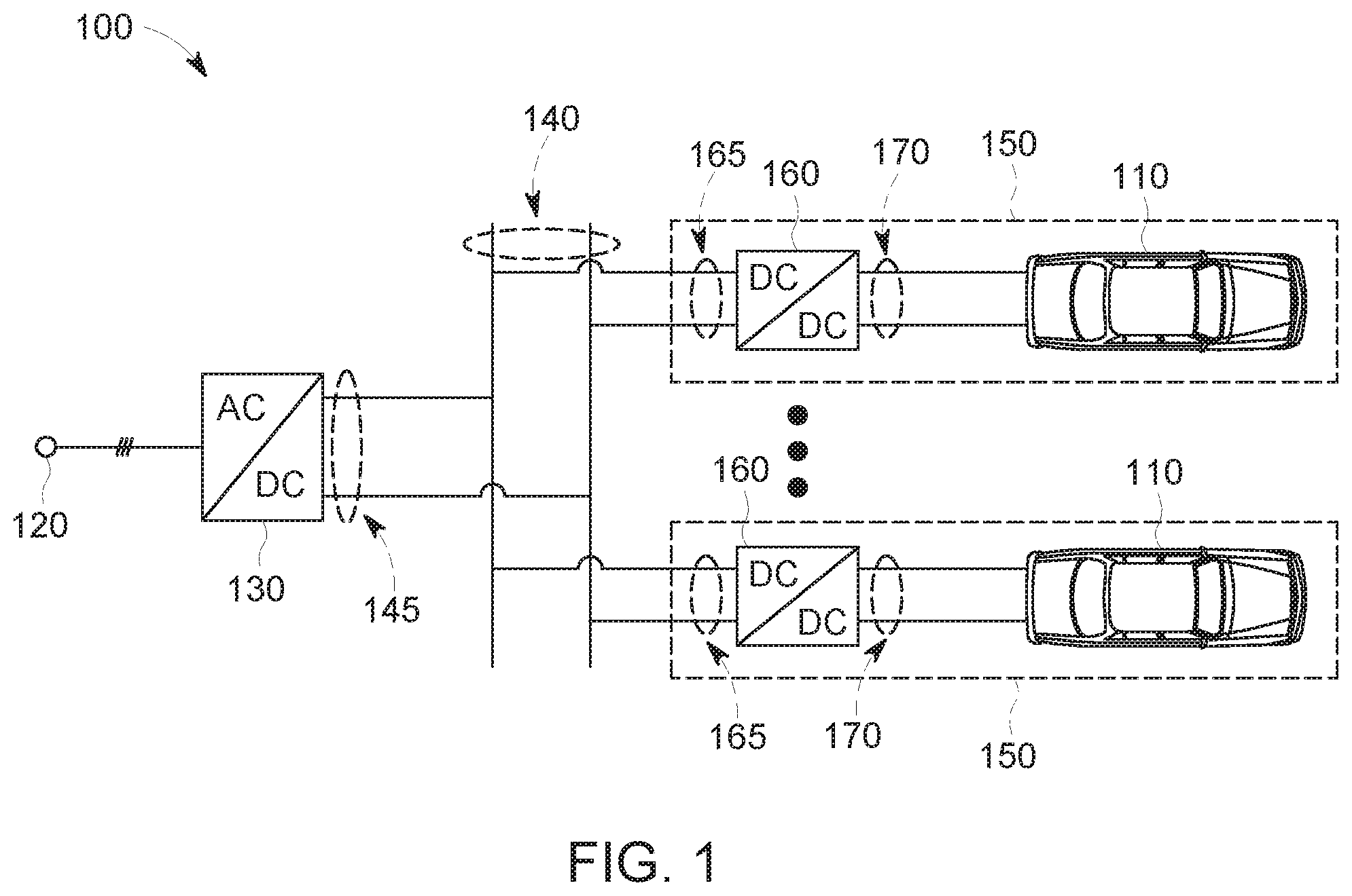 Patent US11824380 Figure 1 – DC fast charging station for electric vehicles