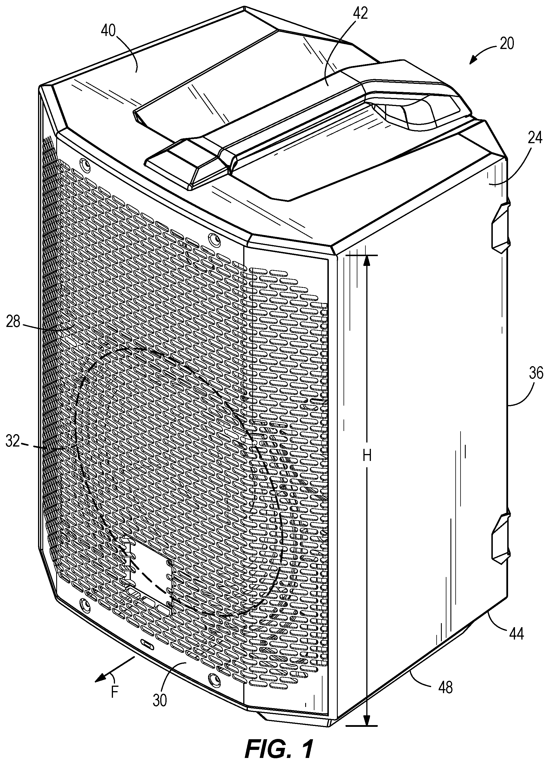 Patent US11824389 — Loudspeaker battery pack — Figure 1