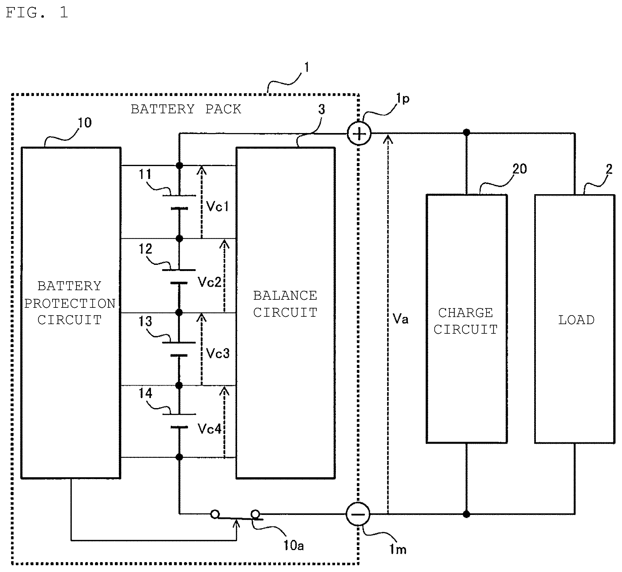 Patent US11824392 — Battery pack — Figure 1