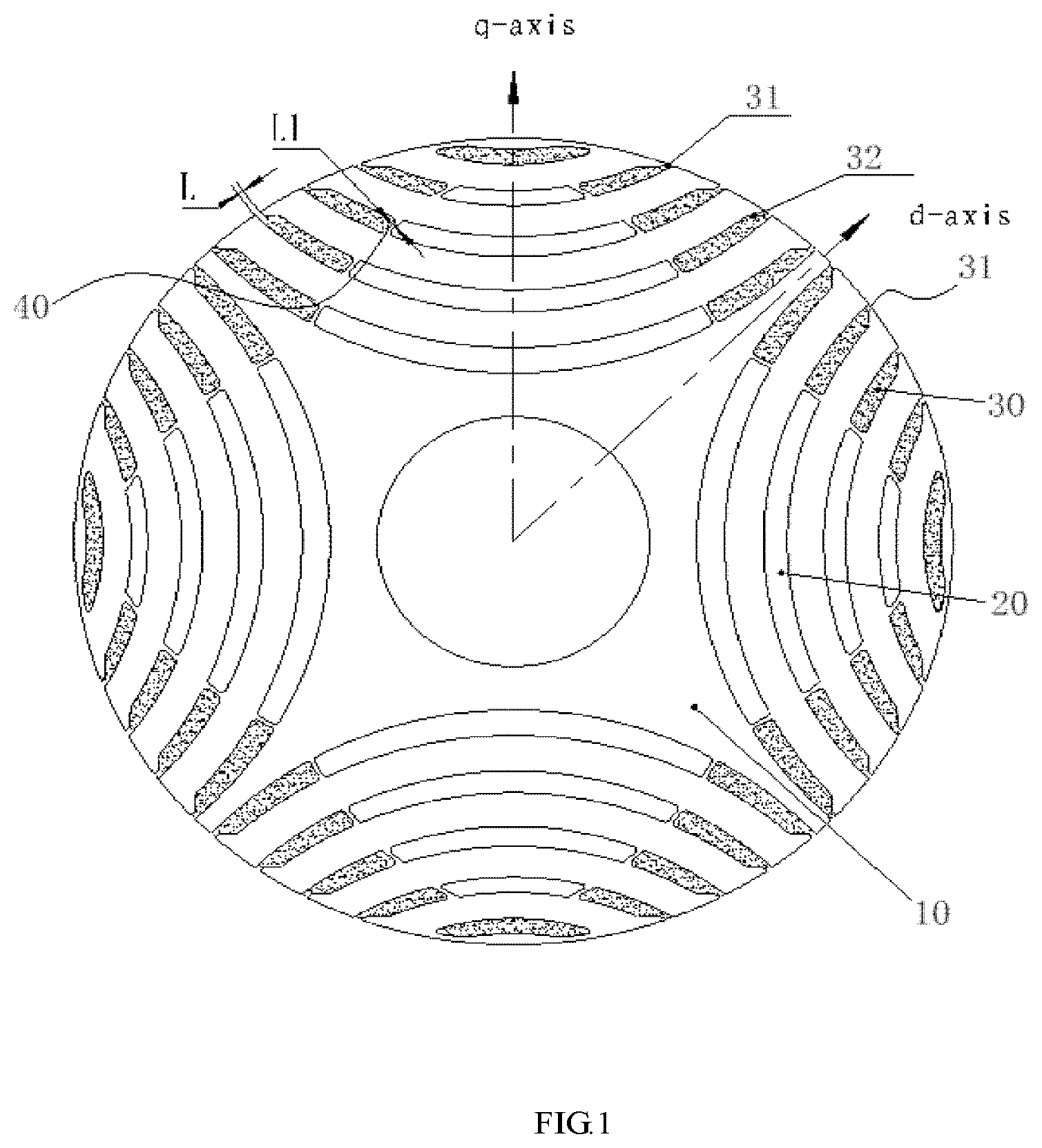 Patent US11824409 — Direct starting synchronous reluctance motor rotor, motor and rotor manufacturing method — Figure 1