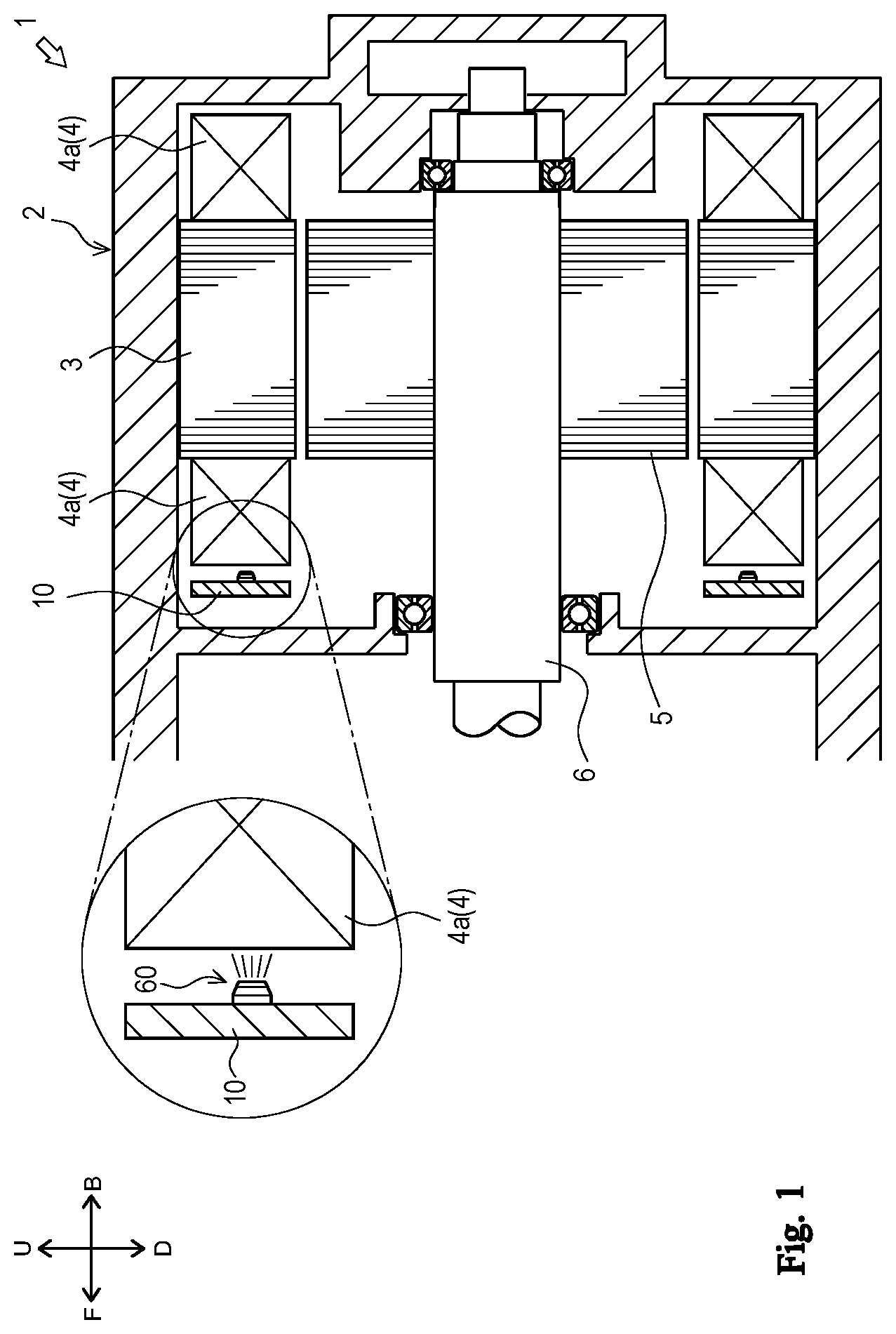 Patent US11824426 — Motor cooling member — Figure 1