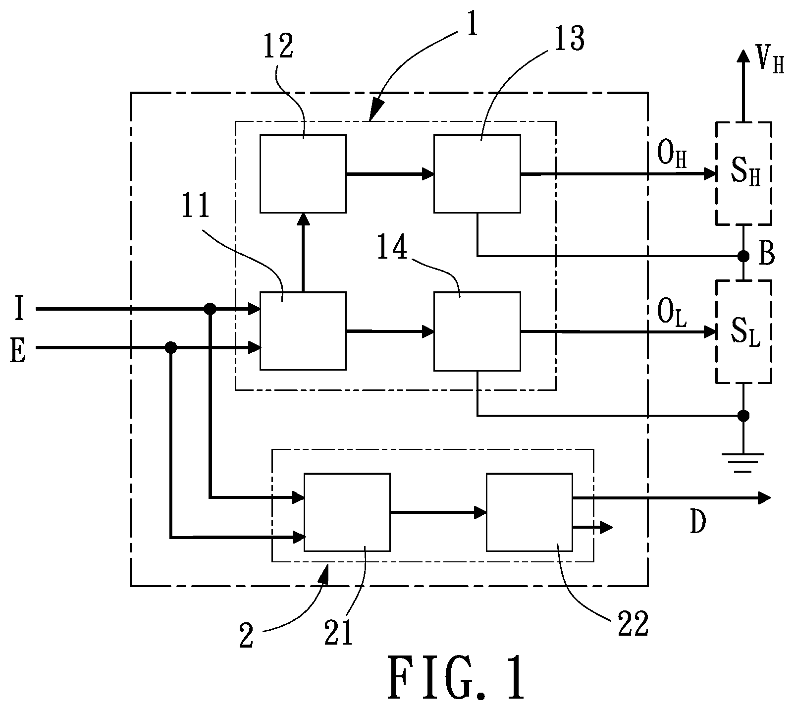 Patent US11824444 — Driver chip for half-bridge circuit — Figure 1