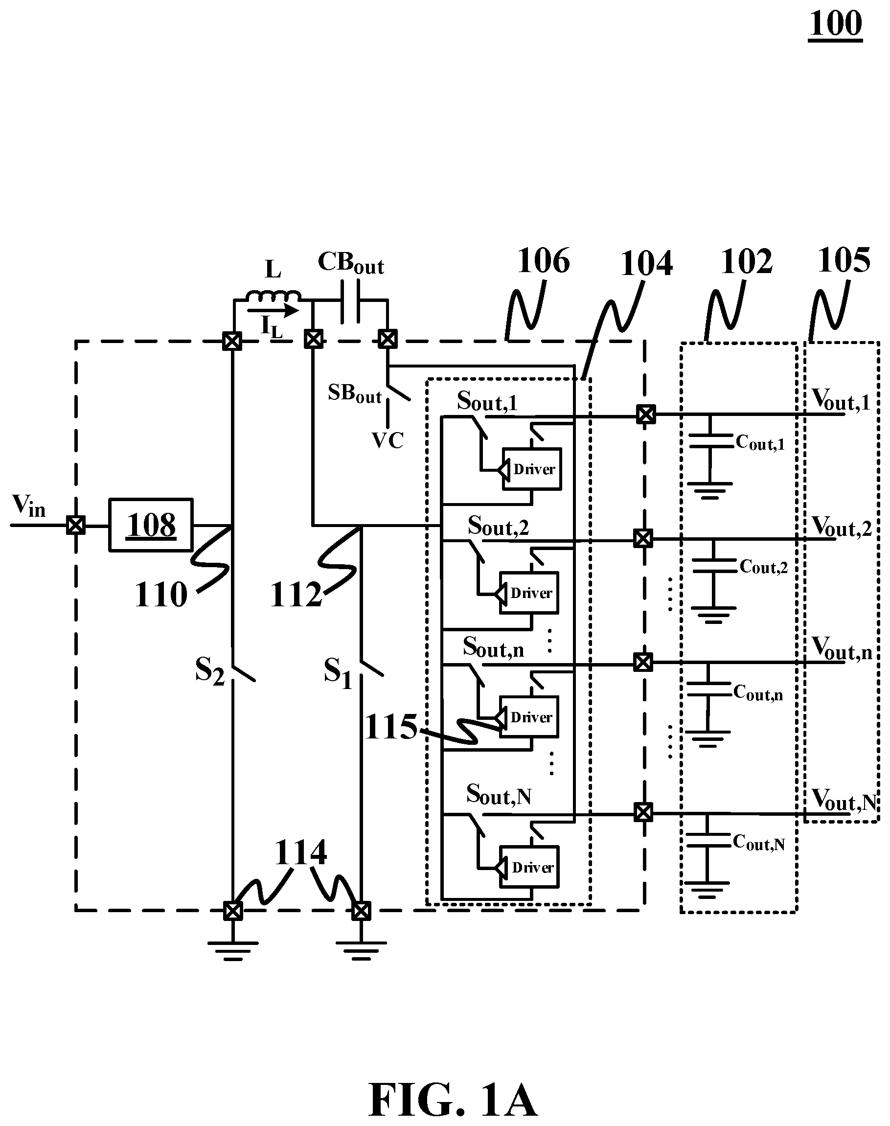 Patent US11824448 — Multiple-output direct current (DC)-DC converter — Figure 1