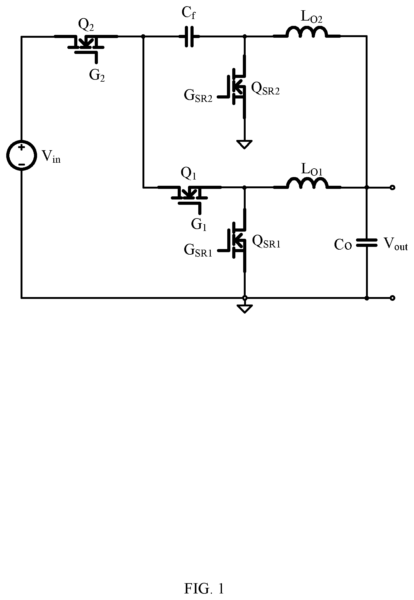 Patent US11824450 — Power converter with switching power stage circuits connected in parallel — Figure 1