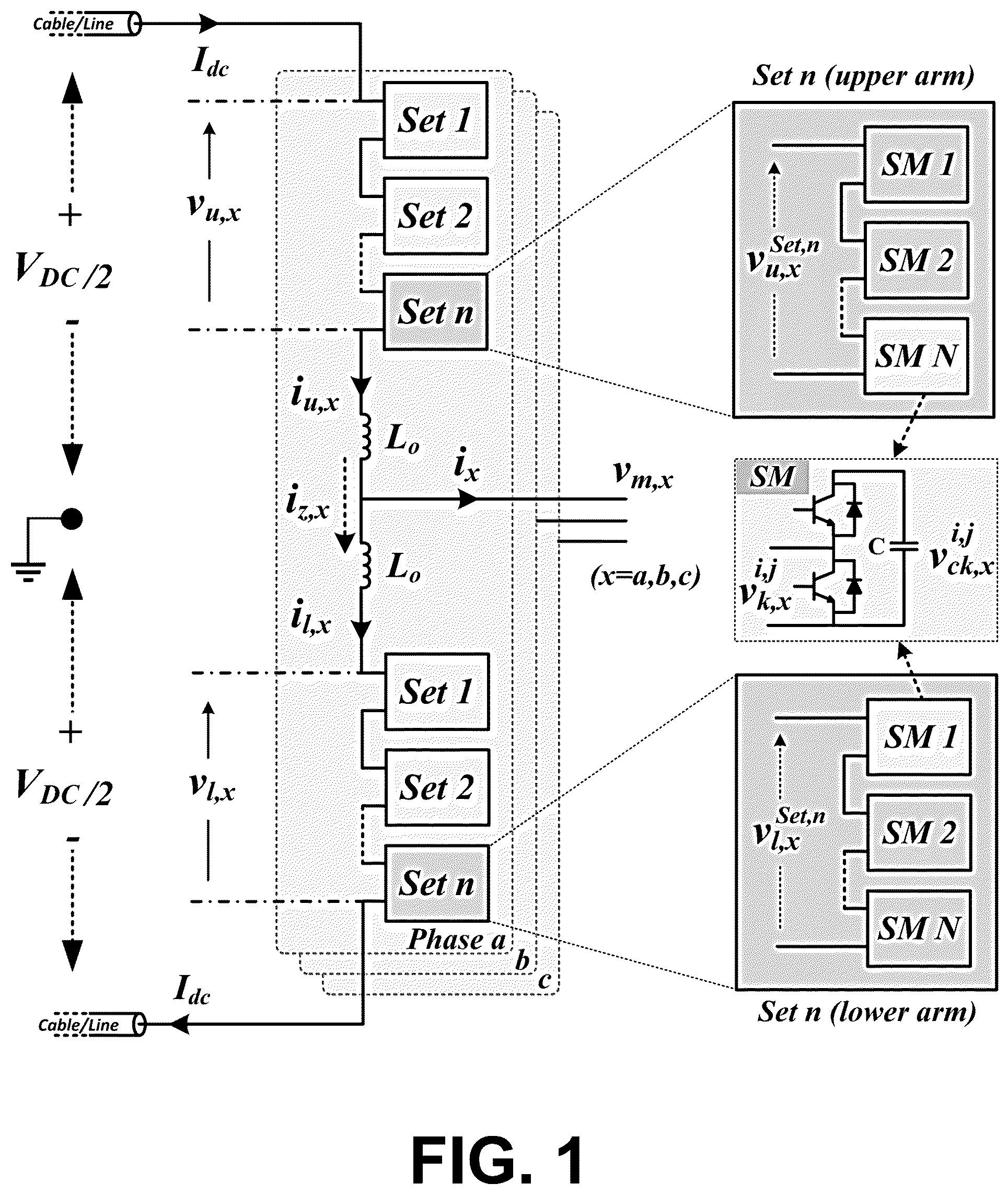 Patent US11824461 — MMC submodules scale-up methodology for MV and HV power conversion system applications — Figure 1