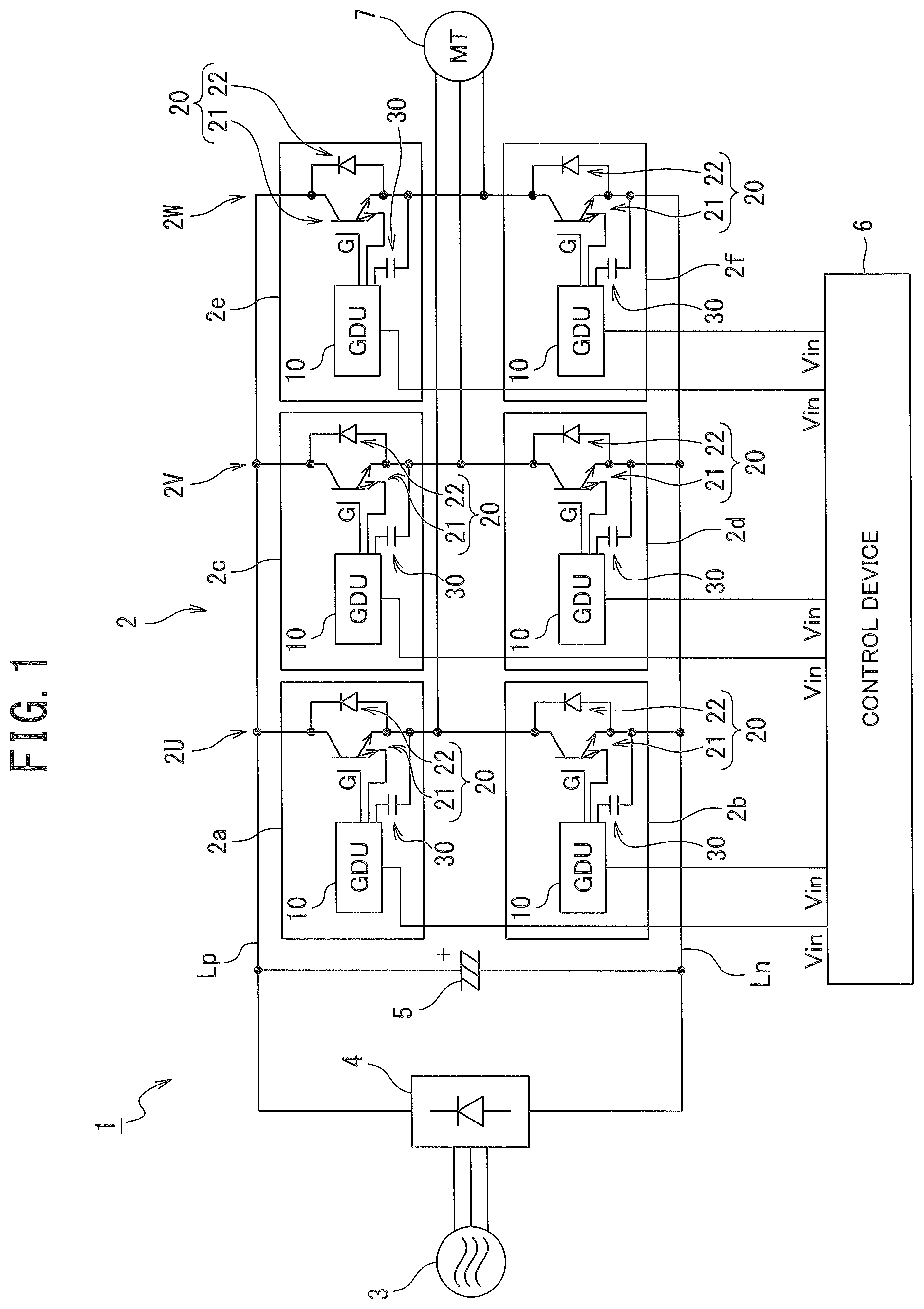 Patent US11824464 — Semiconductor device with switching element protection — Figure 1