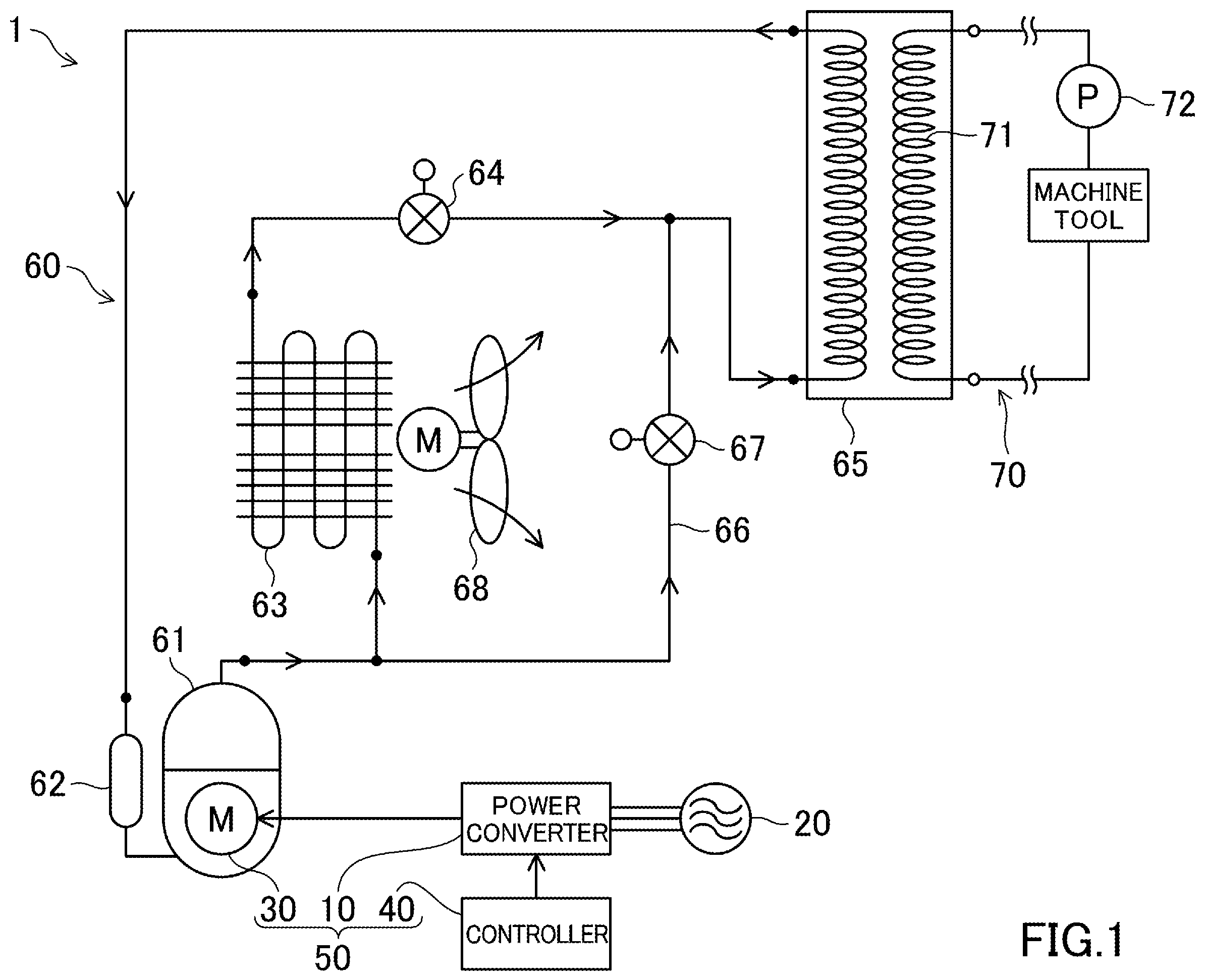 Patent US11824472 — Motor drive apparatus and cooling apparatus — Figure 1