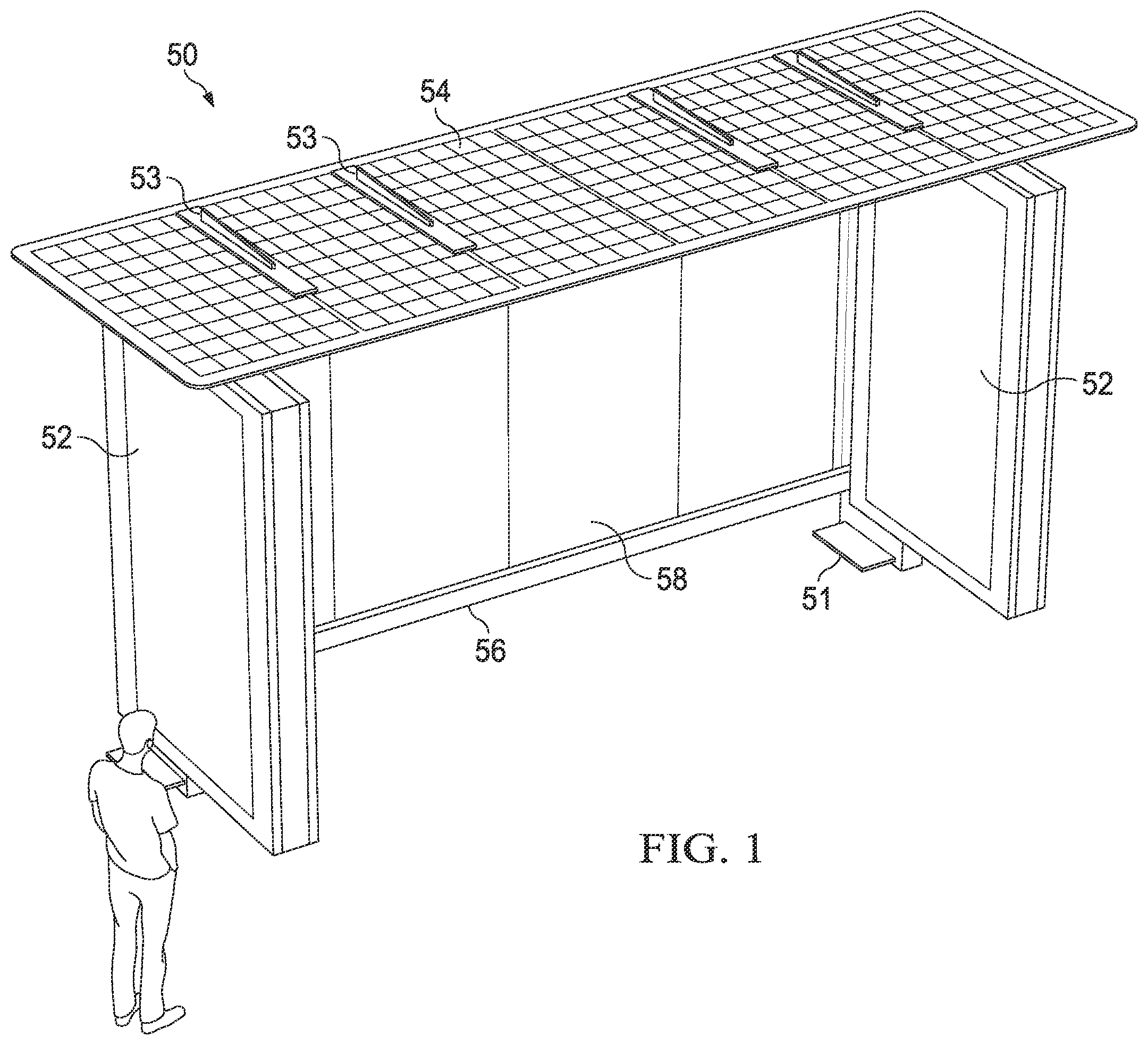 Patent US11824495 Figure 1 – Electronic display assemblies with solar panels