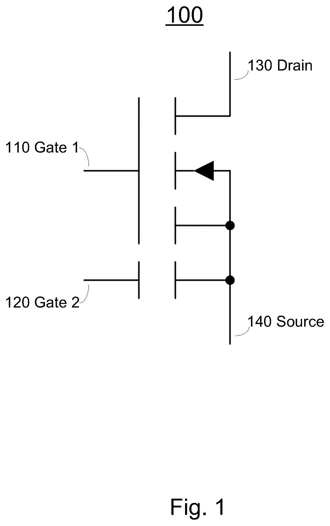 Patent US11824523 Figure 1 – Semiconductor device with multiple independent gates