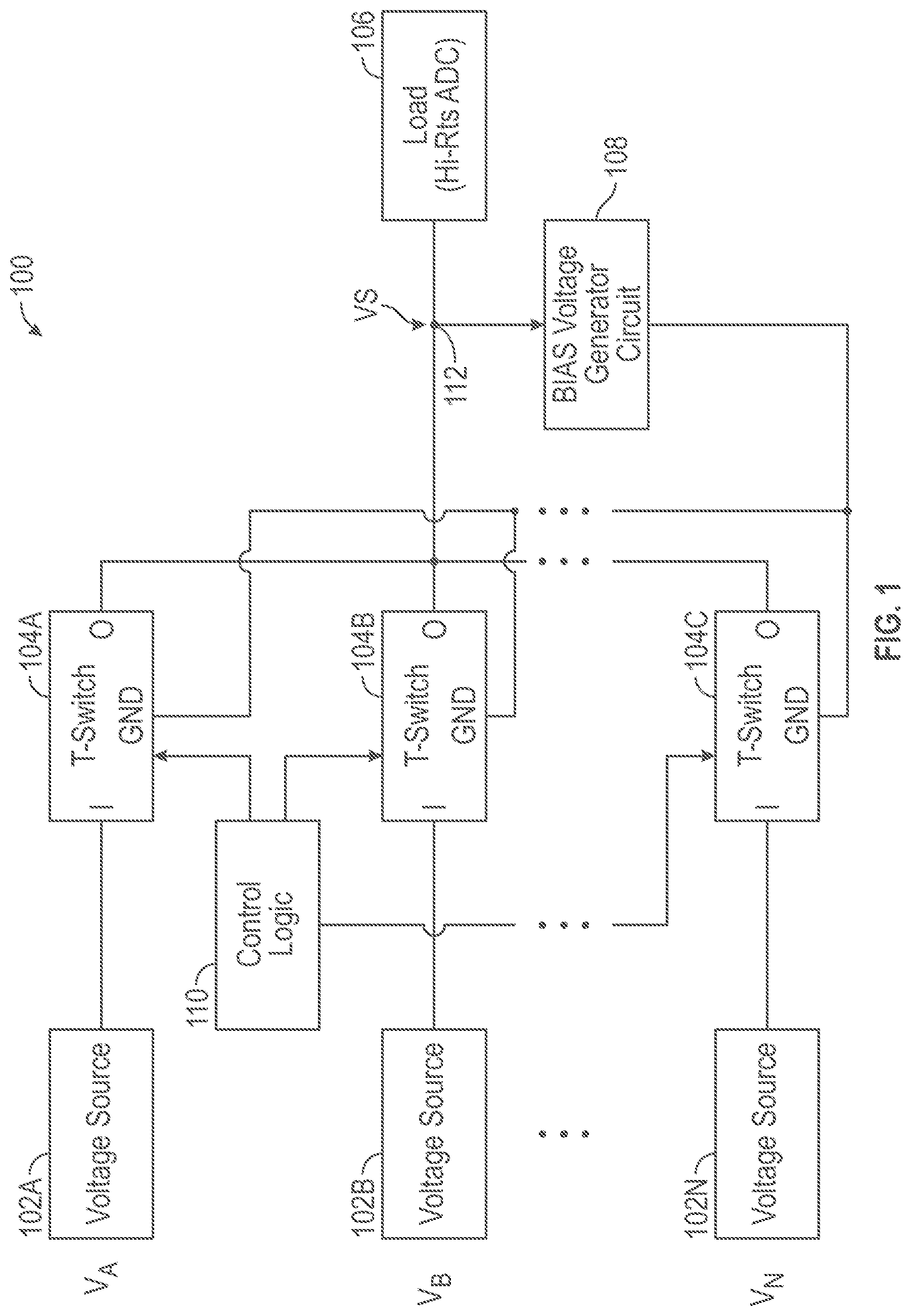 Patent US11824525 — T-switch with reduced current leakage — Figure 1