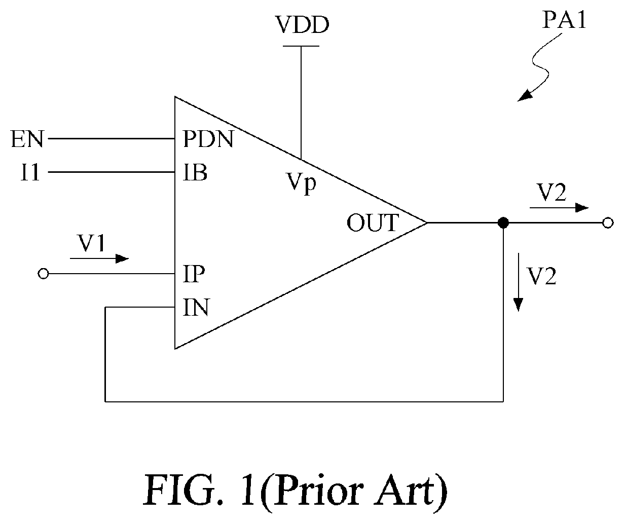 Patent US11824553 — Unity-gain buffer circuit structure — Figure 1
