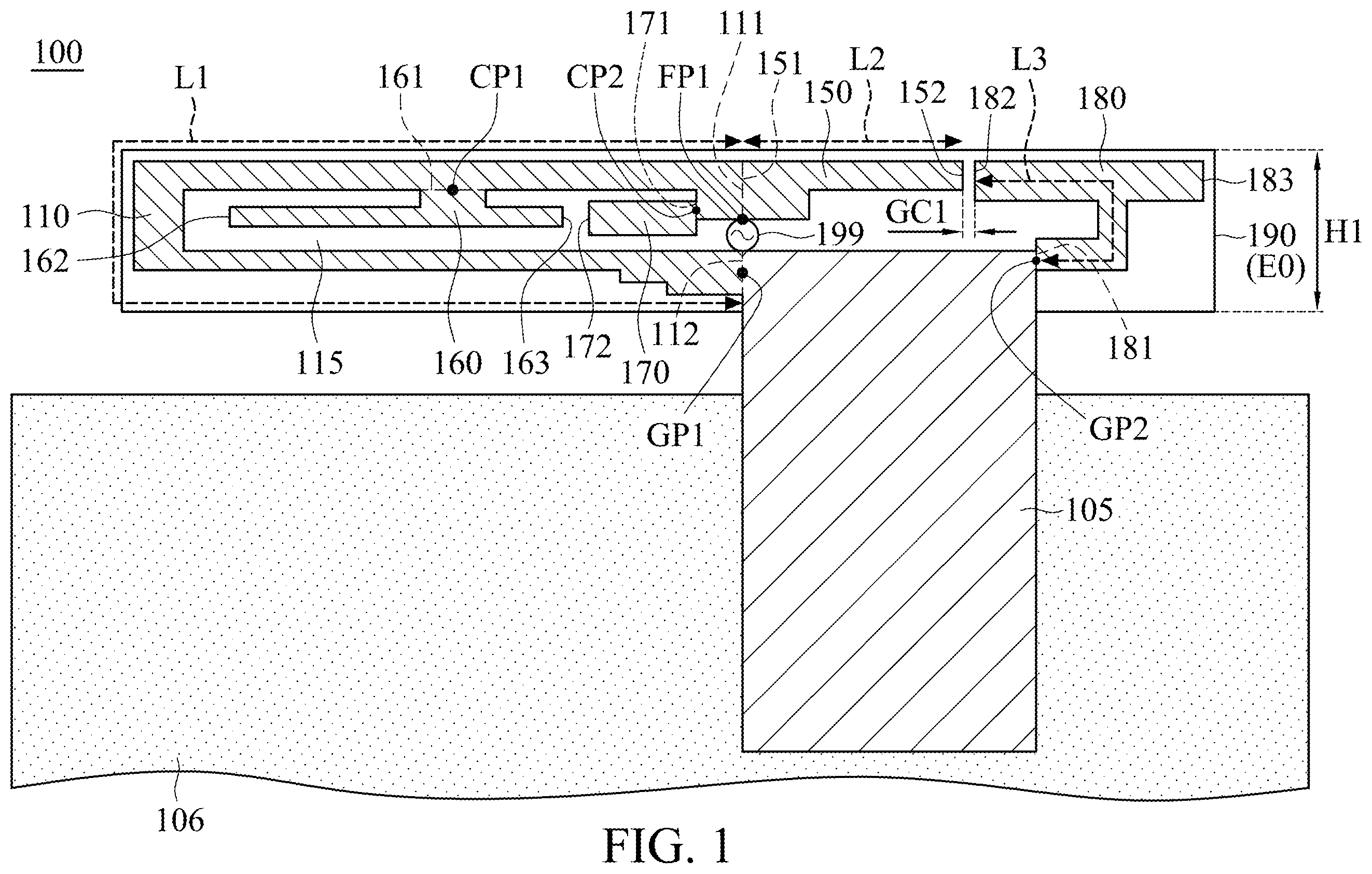 Patent US11824568 — Antenna structure — Figure 1