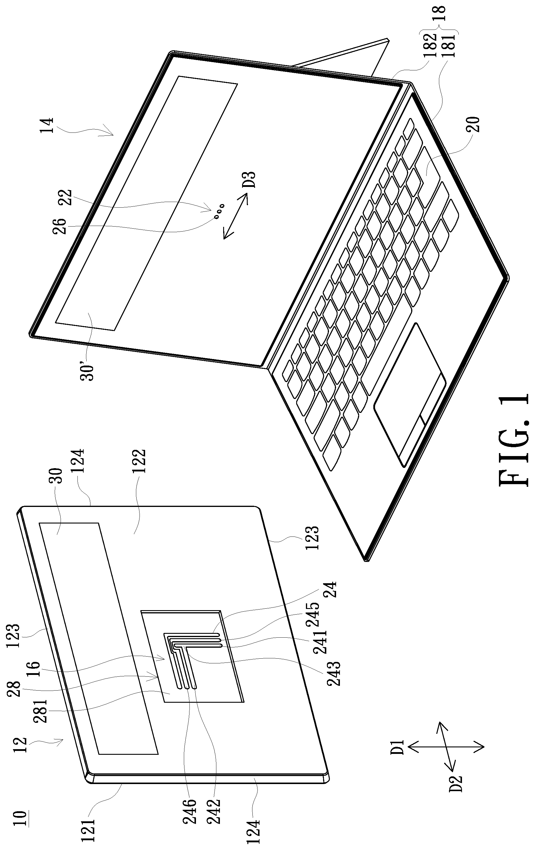 Patent US11824575 — Protective cover for tablet computer and portable electronic device — Figure 1