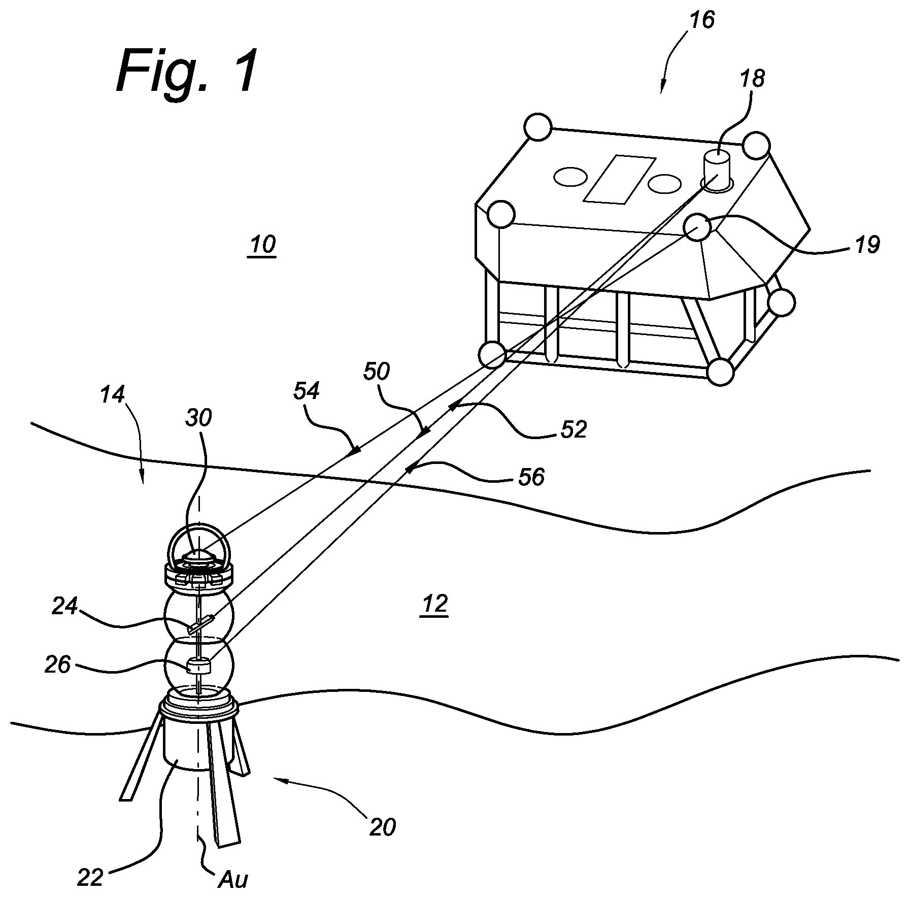 Patent US11824582 — Underwater optical communication unit — Figure 1